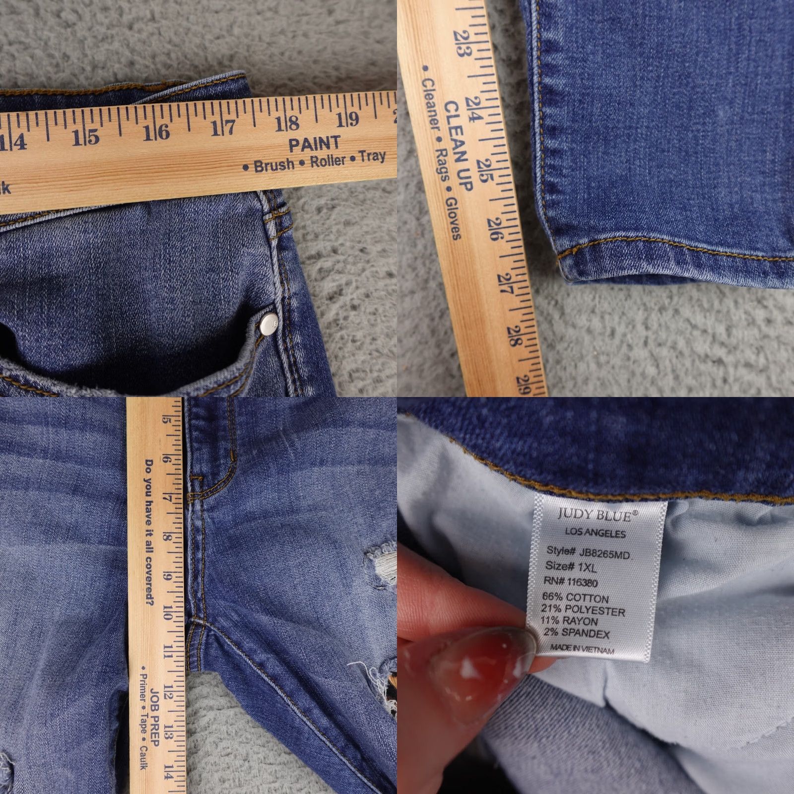 Vintage Judy Blue Jeans Womens 1XL Blue Denim Skinny Fit Distressed Leopard Cheetah Y2K Jeans Size 40" / US 18 - 9 Thumbnail
