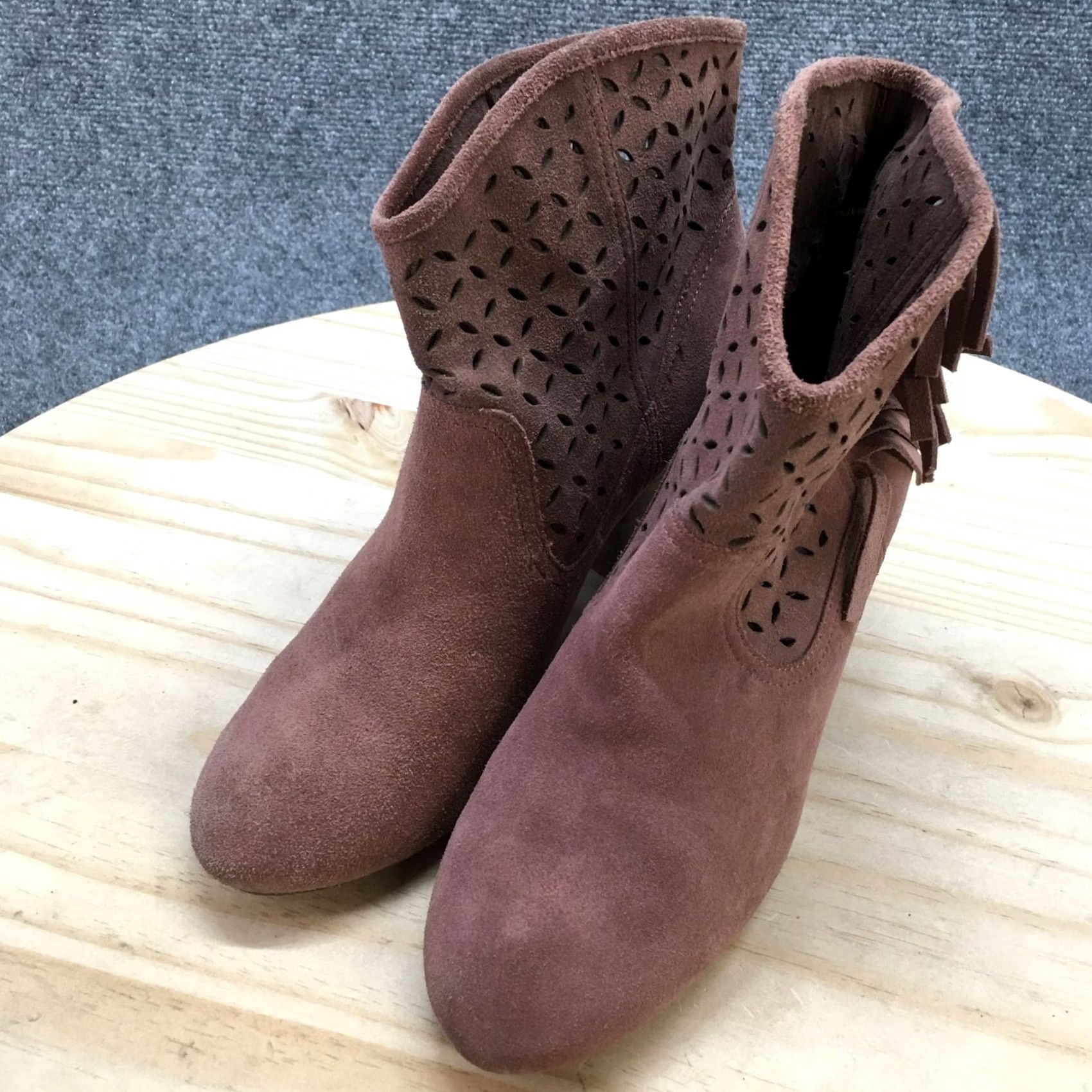 Jessica Simpson Jessica Simpson Boots Women's Fringe Ankle Booties Suede Pink Pull On 8.5M High Heel Size US 9 / IT 39 - 3 Thumbnail