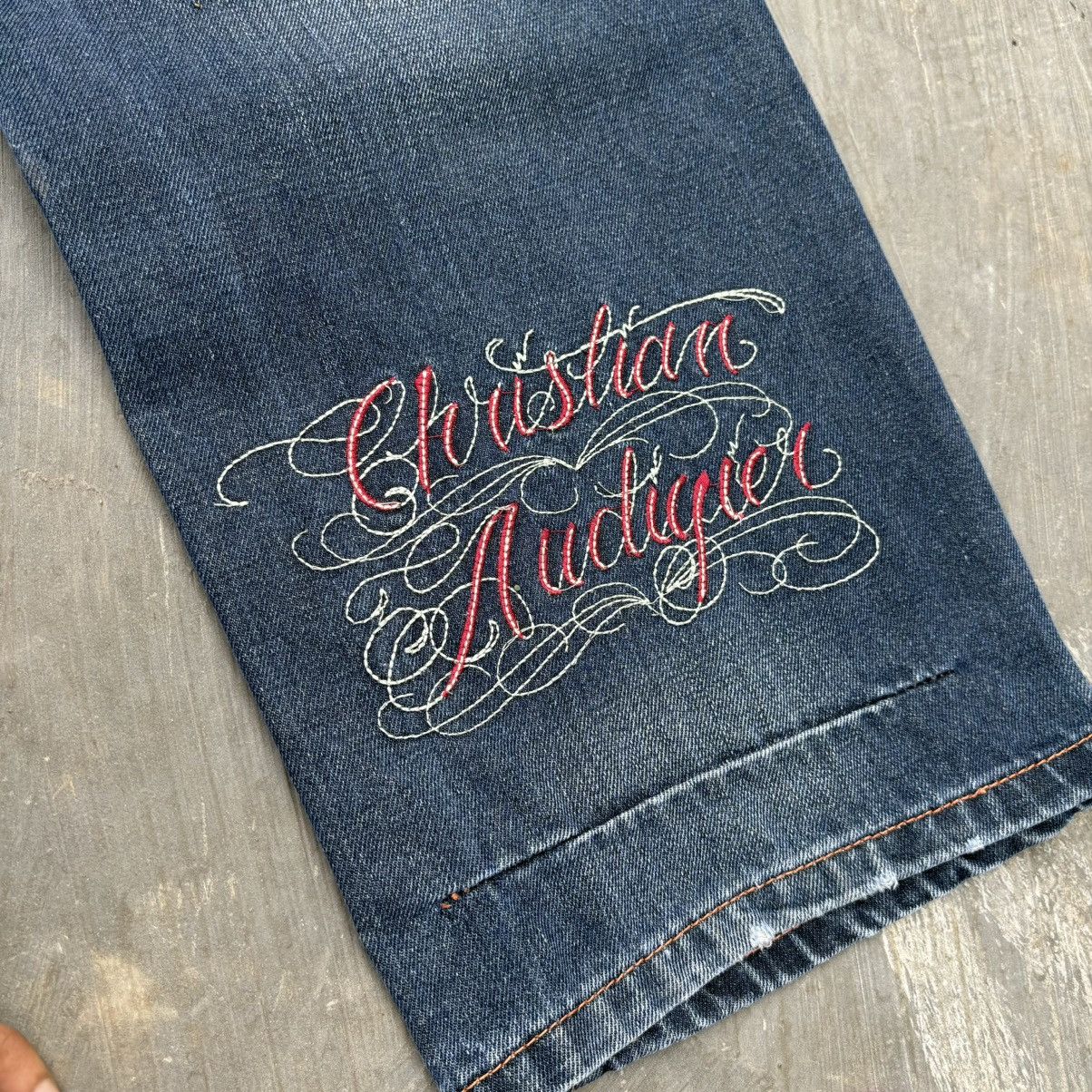 Ed Hardy Super Rare💥Christian Audigier Spell Out 💀 Jeans Size US 38 / EU 54 - 6 Thumbnail