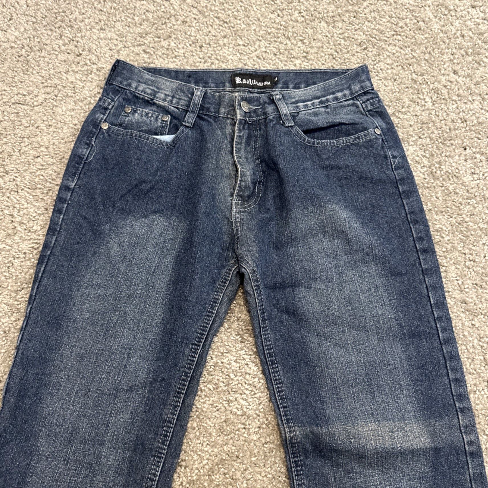 Vintage VINTAGE Kaalu Jeans Dark Wash Low Rise 42 in Waist Size 18 Women Grunge Skater Y2K Cyber Goth Straight Blue Size 40" / US 18 - 3 Thumbnail