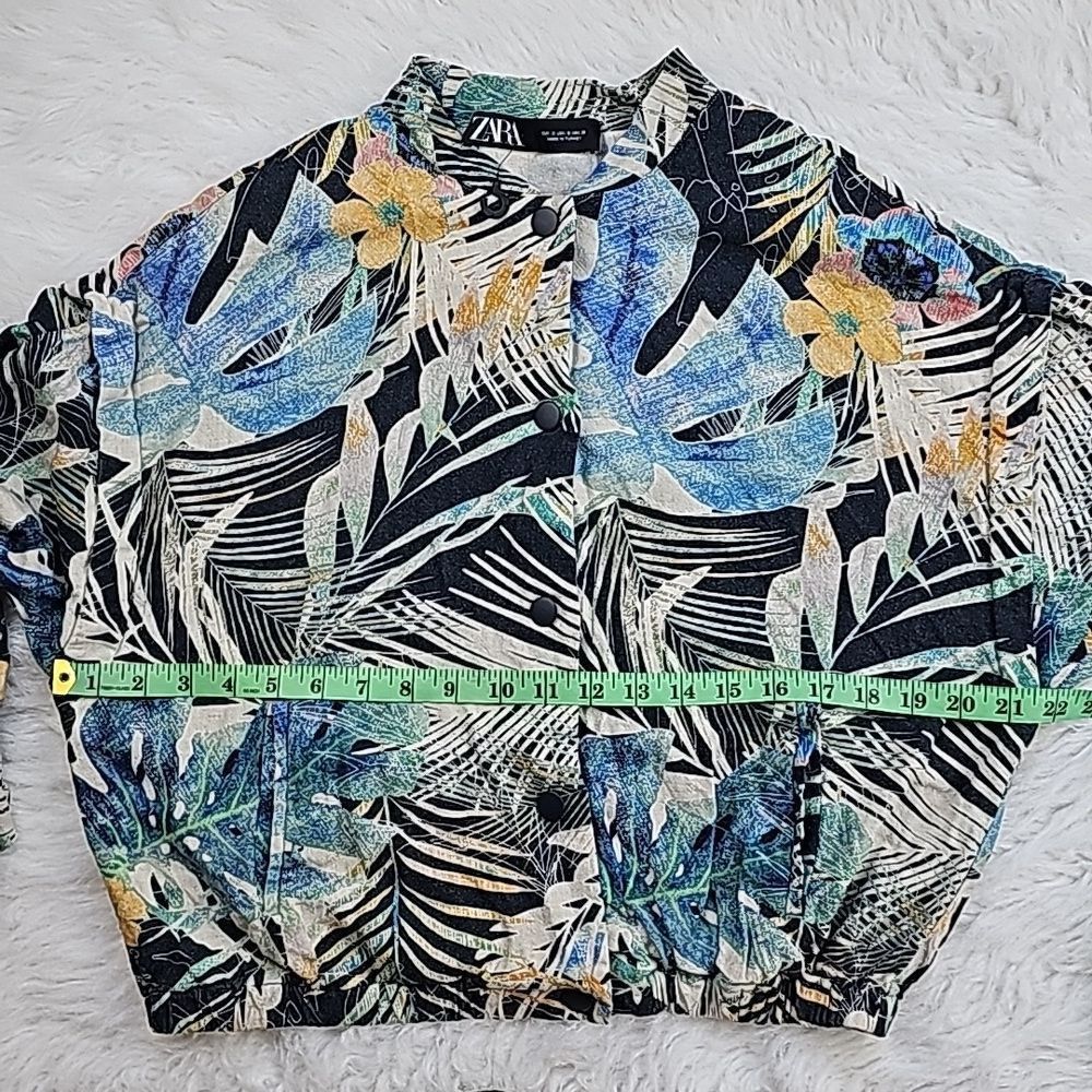 Zara Zara -962 Women's Floral Tropical Lightweight Jacket Linen B Size S / US 4 / IT 40 - 5 Thumbnail