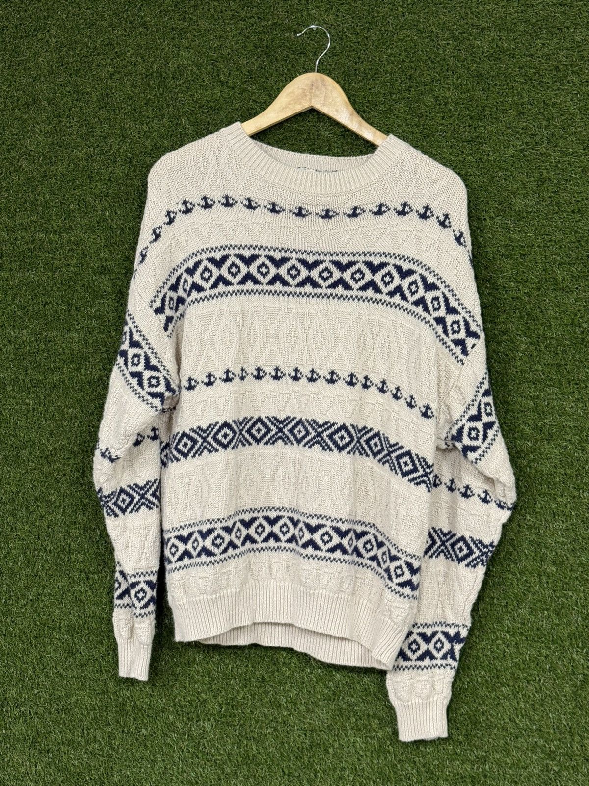 Gap Vintage Gap Knitted Pattern Sweater Knit Blue Cream White Size US M / EU 48-50 / 2 - 1 Thumbnail