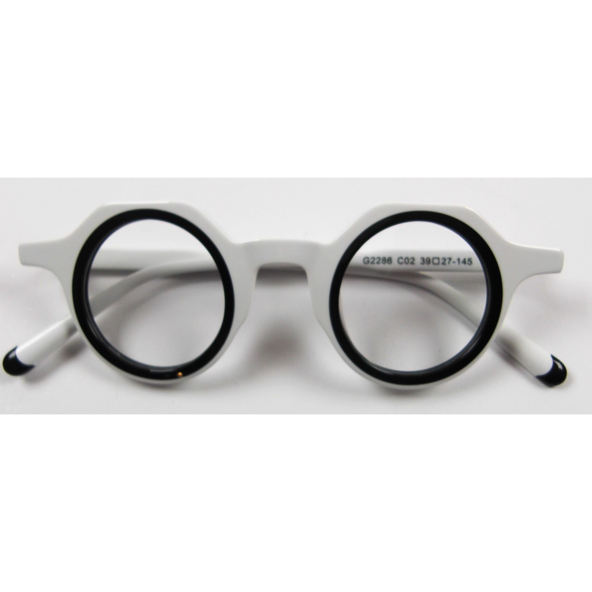 Other Round White & Black Eyeglass Frames G2286 C02 39-27-145 Ligh ...