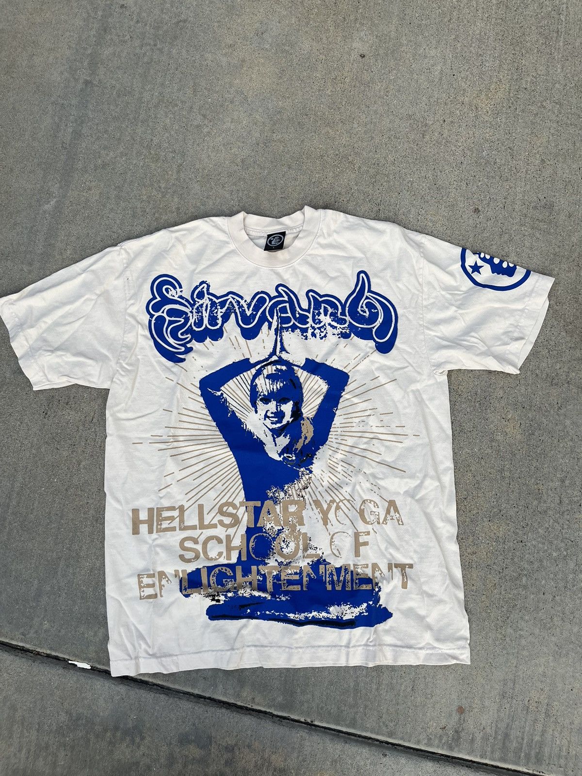 image of Hellstar Cream Yoga School T Shirt, Men's (Size Large)