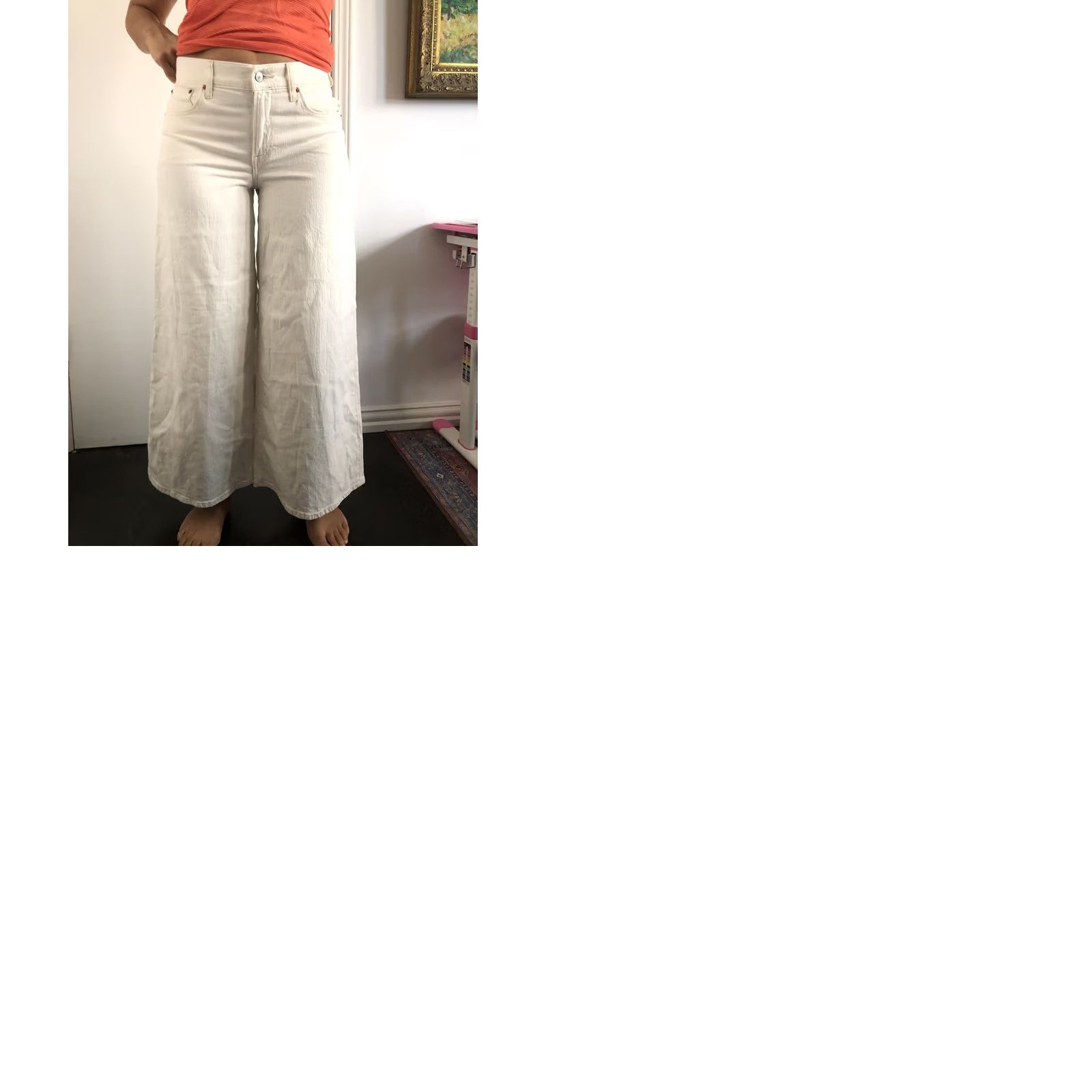 Abercrombie & Fitch Abercrombie & Fitch Jeans Wide-Leg Mid Rise Tall 29 x 28 Tan Cream Denim Cotton Size 24" / US 00 / IT 34 - 10 Thumbnail