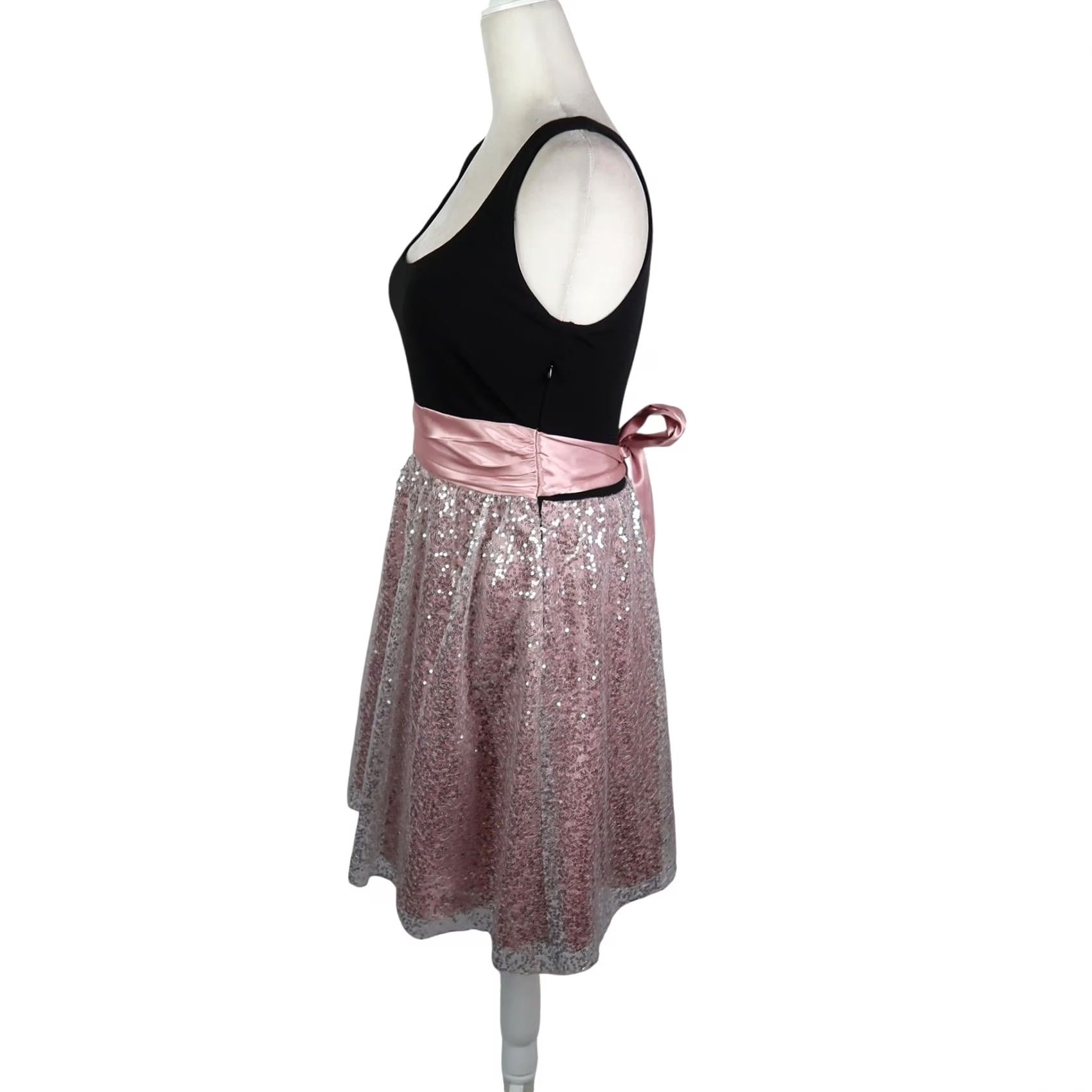 Vintage VINTAGE City Triangles Y2K Mini Dress 7 Black Pink Sequin Top Skirt Women Size M / US 6-8 / IT 42-44 - 4 Thumbnail
