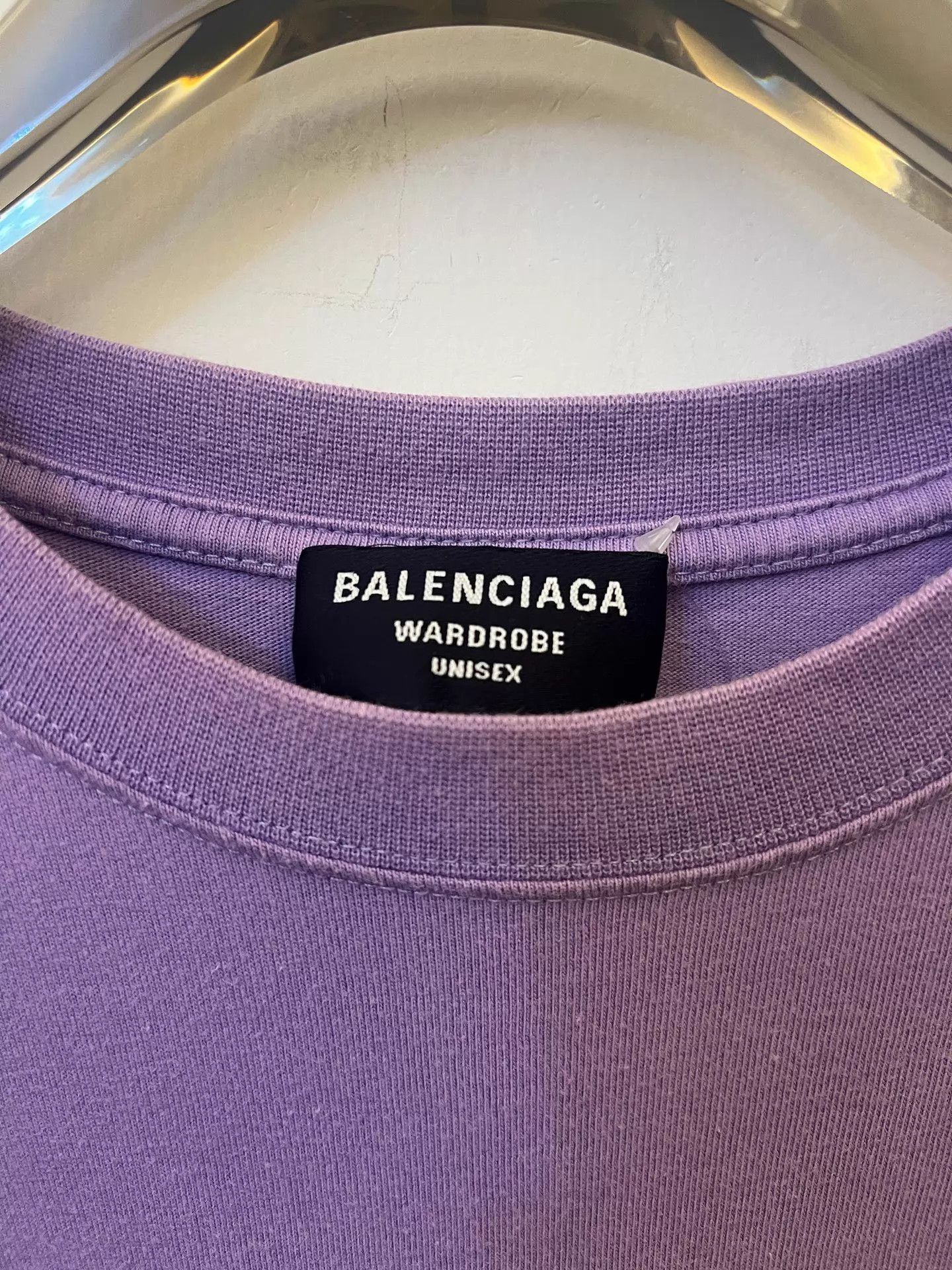 Balenciaga Balenciaga Logo Crew Short-Sleeve T-Shirt Purple M Unisex Size US M / EU 48-50 / 2 - 2 Thumbnail