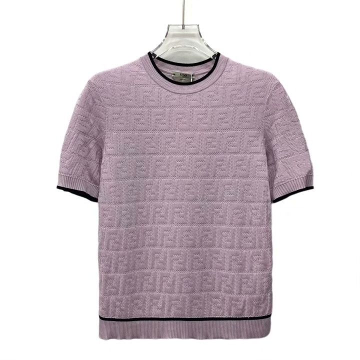 Fendi Fendi Logo Jacquard Crewneck Short-Sleeve Knit Size S / US 4 / IT 40 - 1 Thumbnail