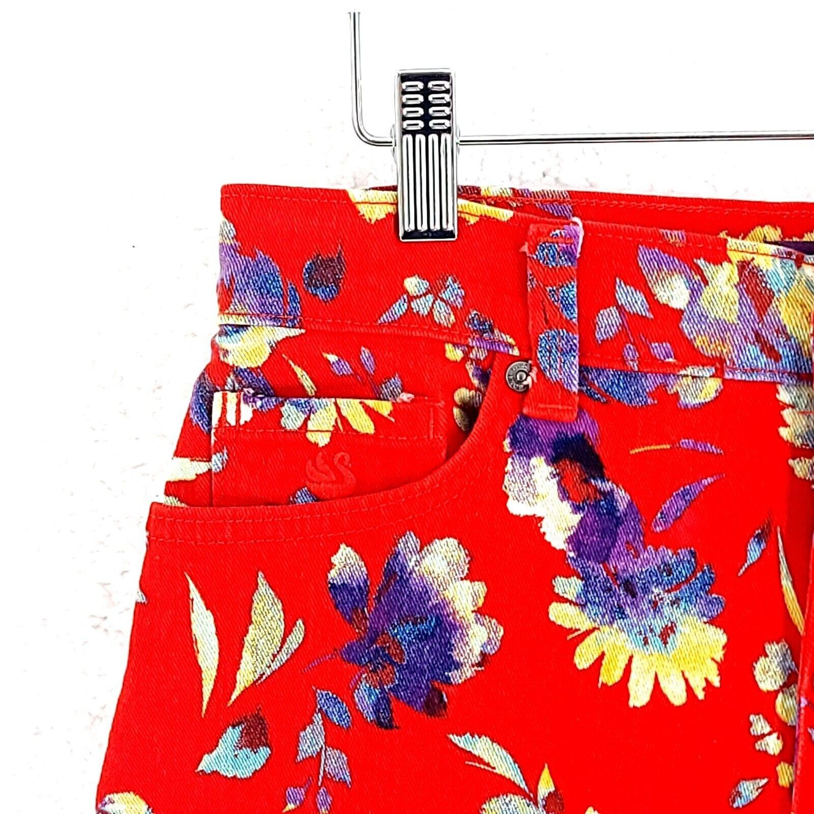 Gloria Vanderbilt Gloria Vanderbilt Amanda Red Purple Floral Denim Size 6 Aver Size 28" / US 6 / IT 42 - 2 Thumbnail