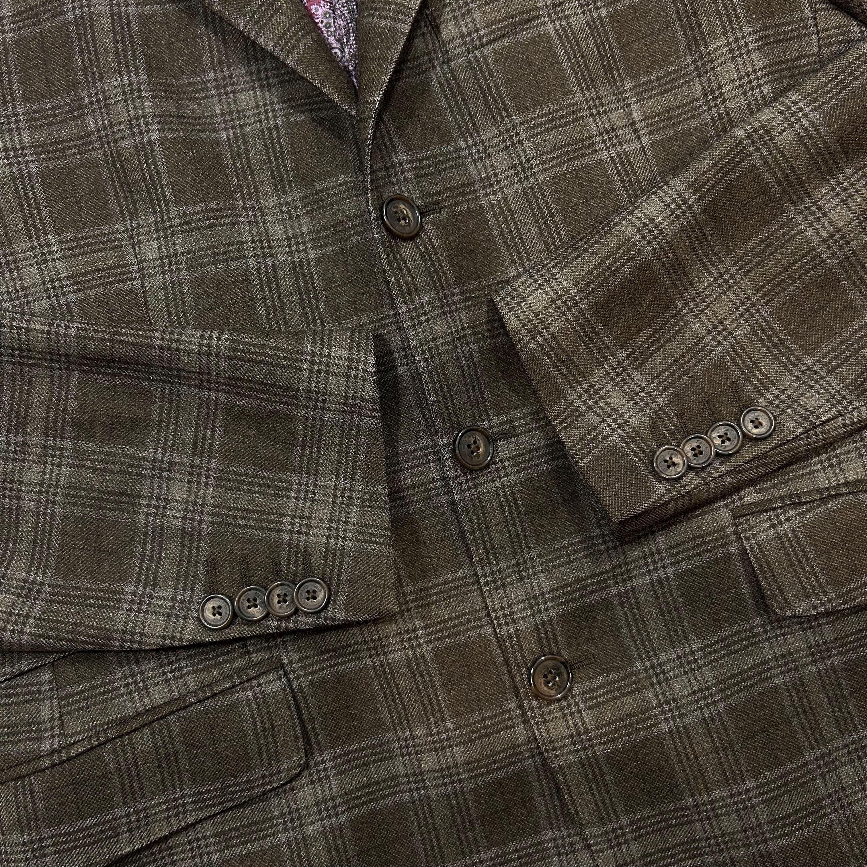 Etro Etro Milano Gray Brown Check Wool Silk Lined Blazer 50L Size 50L - 6 Thumbnail