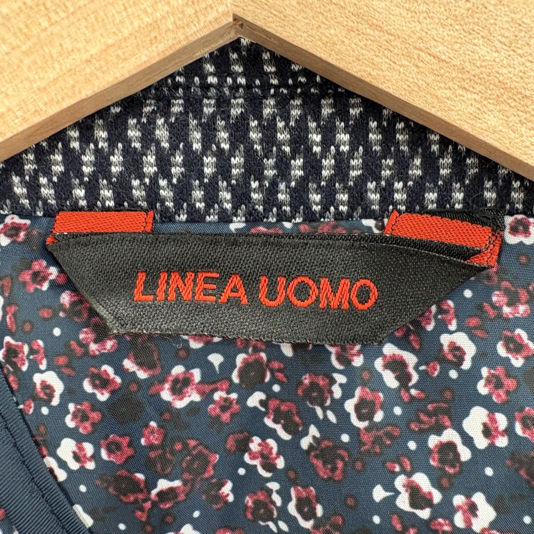 Vintage Linea Uomo Sport Coat Blazer Mens 54 Blue Geometric Tweed Stretch Notch Single-Breasted 2-Piece Coat Jacket за Size 54R - 4 Thumbnail