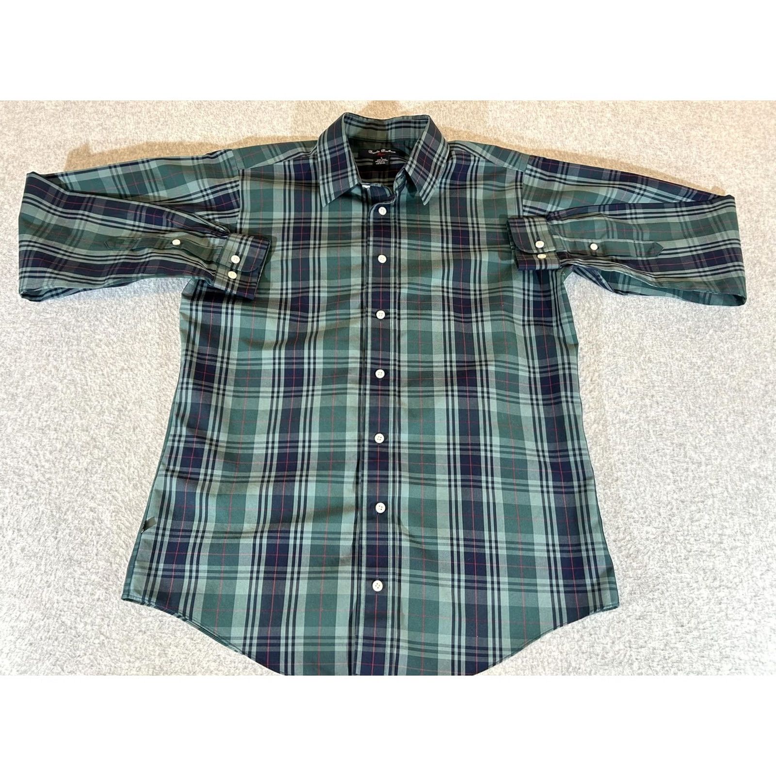 Brooks Brothers Brooks Brothers Shirt Mens Large Green Plaid Fleece Non Iron Button Long Sleeve Size US L / EU 52-54 / 3 - 2 Thumbnail