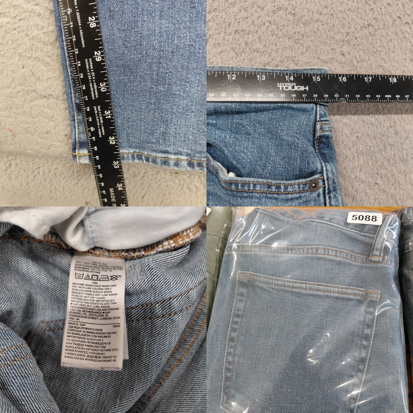 Gap Gap Jeans Men 29x34 Blue Denim Straight Taper Stretch Medium Wash Preppy 5-Pocket Design Regular Fit Jeans Mens Size US 29 - 8 Thumbnail