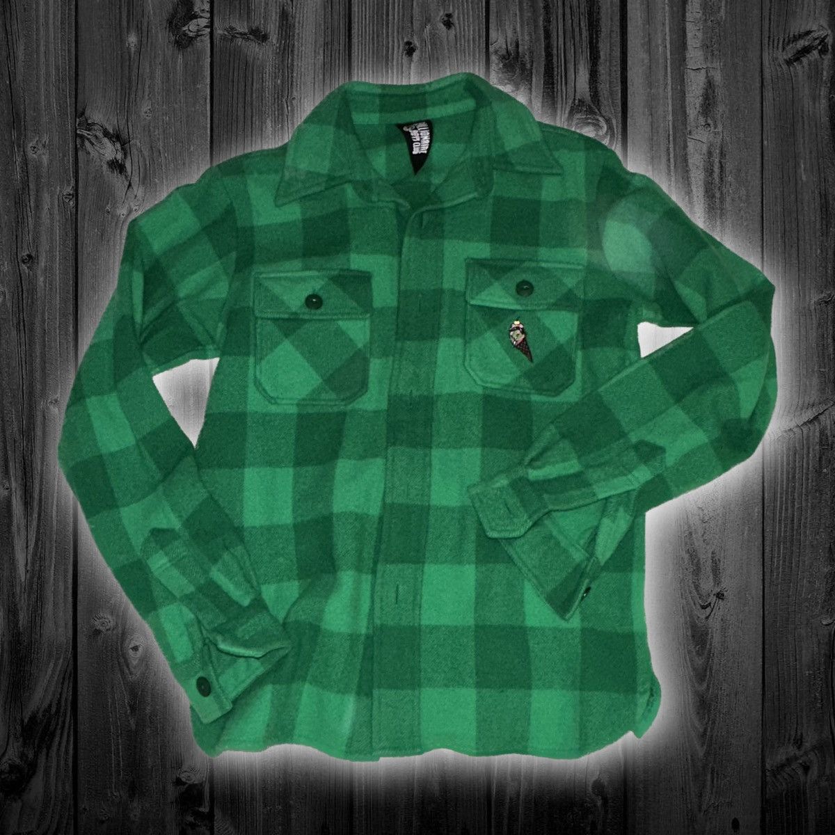 image of 2004 Ice Cream Flannel Shirt Billionaire Boys Club Bbc in Green, Men's (Size Small)