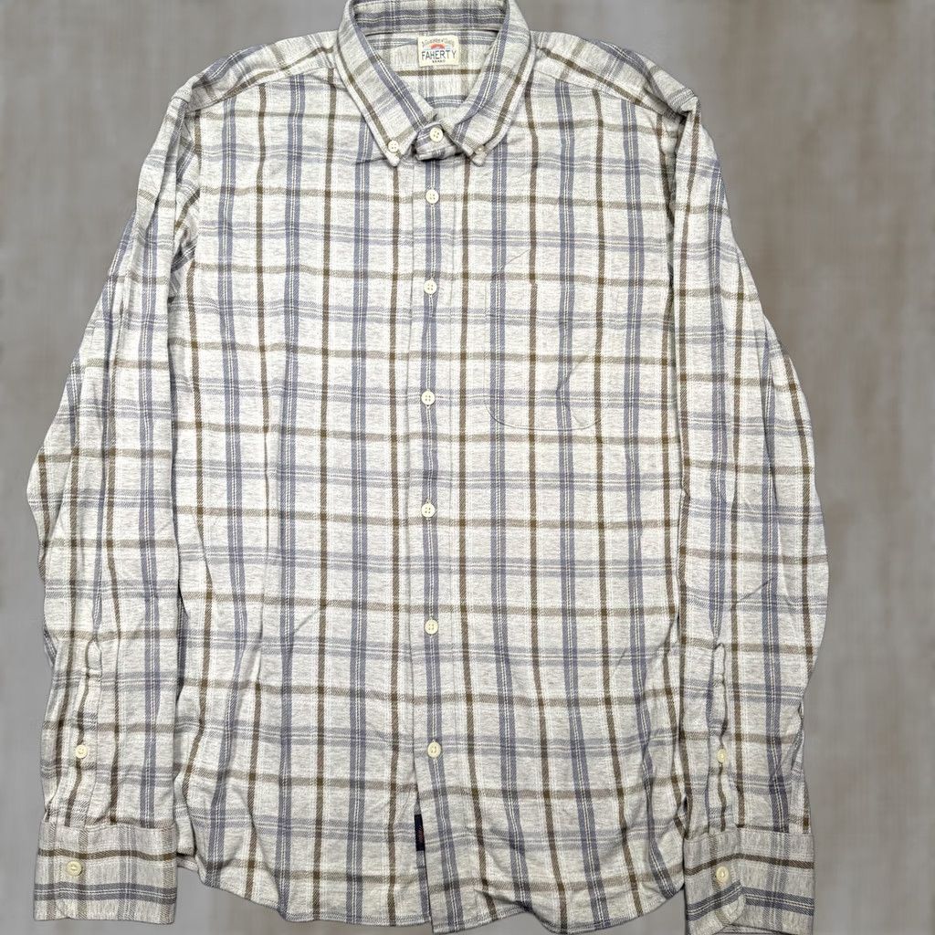 Faherty Faherty Shirt Mens Large Gray Plaid Long Sleeve Button-Up Flannel Supima Cotton Size US L / EU 52-54 / 3 - 1 Thumbnail