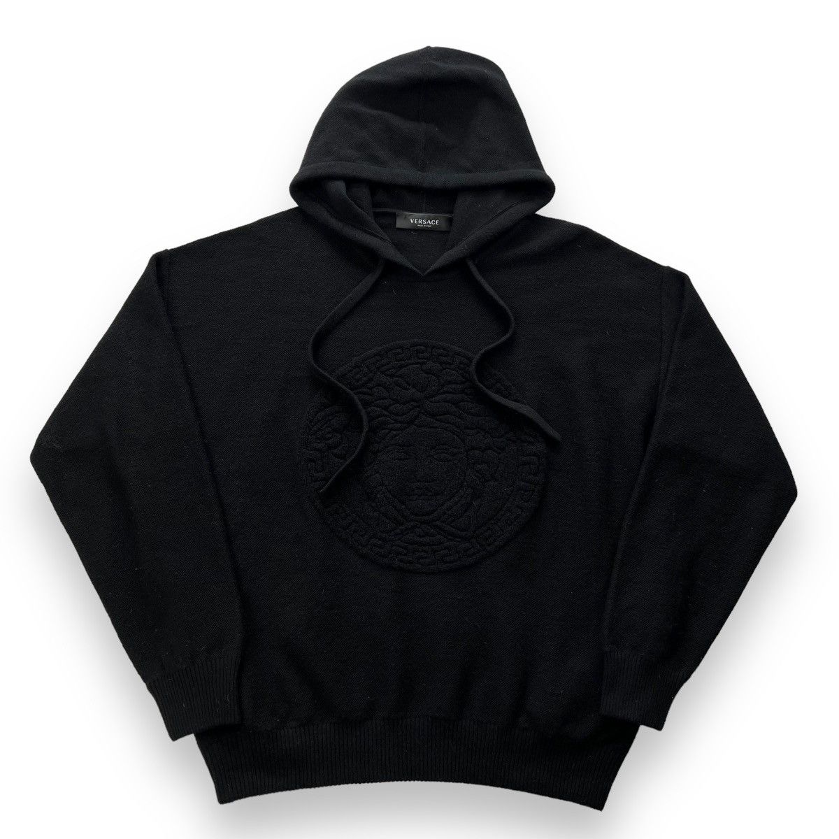 Versace Versace Intarsia Wool & Cashmere Knit Black Hoodie Size US L / EU 52-54 / 3 - 2 Thumbnail