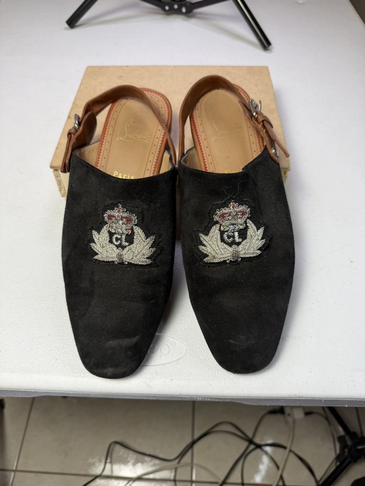 Christian Louboutin Christian Louboutin Black Suede, Leather Mule Slingback 41 Size US 8 / EU 41 - 3 Thumbnail