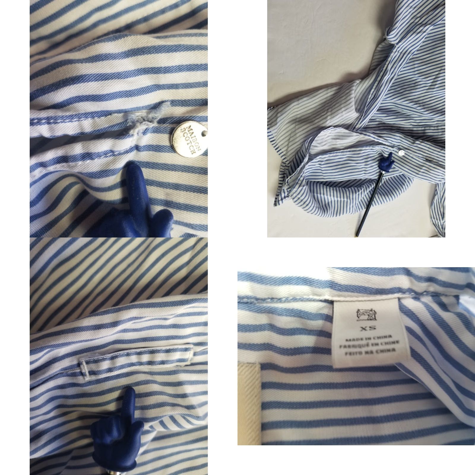 Scotch & Soda Maison Scotch & Soda Shirt Dress XS Blue Striped Long Sleeve Button Front Collared Midi Dress Women - No Belt Vintage No Belt Size XS / US 0-2 / IT 36-38 - 8 Thumbnail