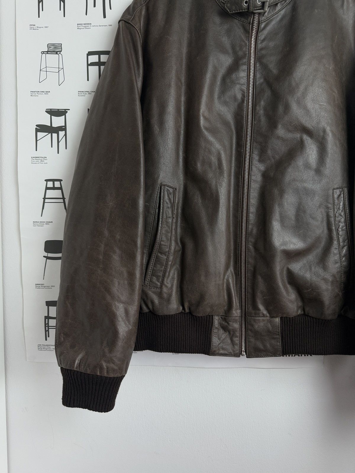 Other Vintage heavy boxy leather bomber jacket L archive army rare Size US L / EU 52-54 / 3 - 4 Thumbnail
