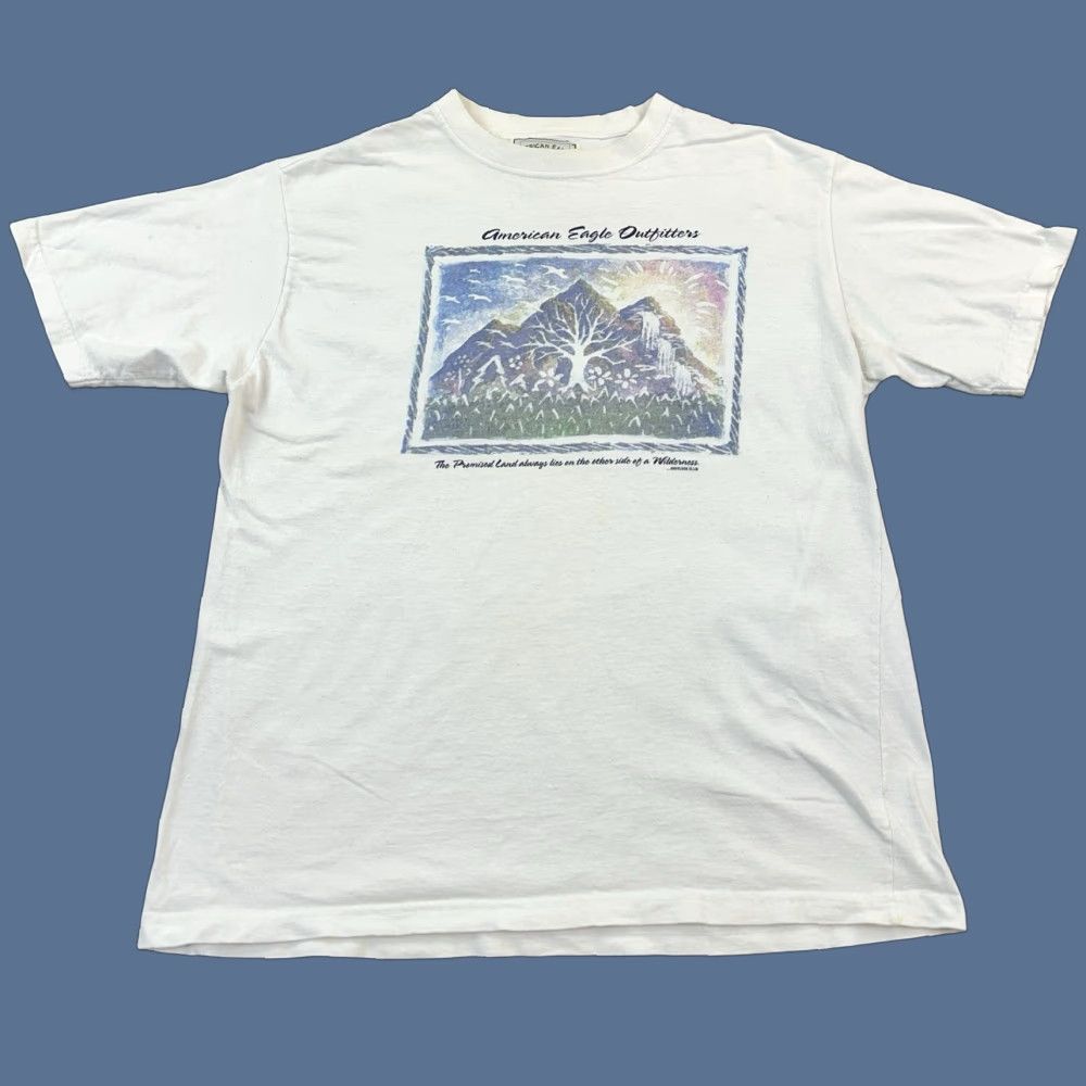 American Eagle Outfitters VINTAGE American Eagle Outfitters Shirt Mens L White 90s Graphic Print Crew Neck Short Sleeve Logo 1990s Outdoor Grunge Classic Art 90s Mens T-Shirt Size US L / EU 52-54 / 3 - 1 Thumbnail