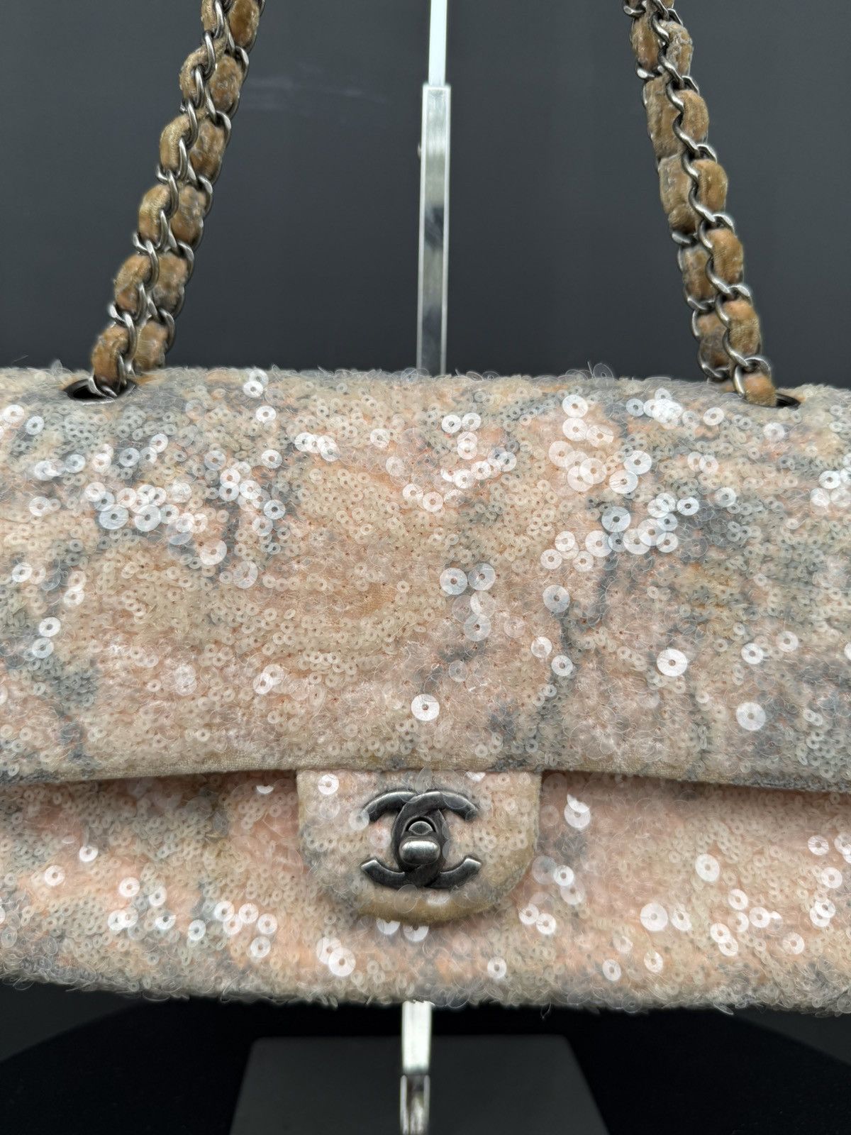 Chanel Chanel - Pink Sequined Small Double Flap Shoulder Bag Size ONE SIZE - 3 Thumbnail