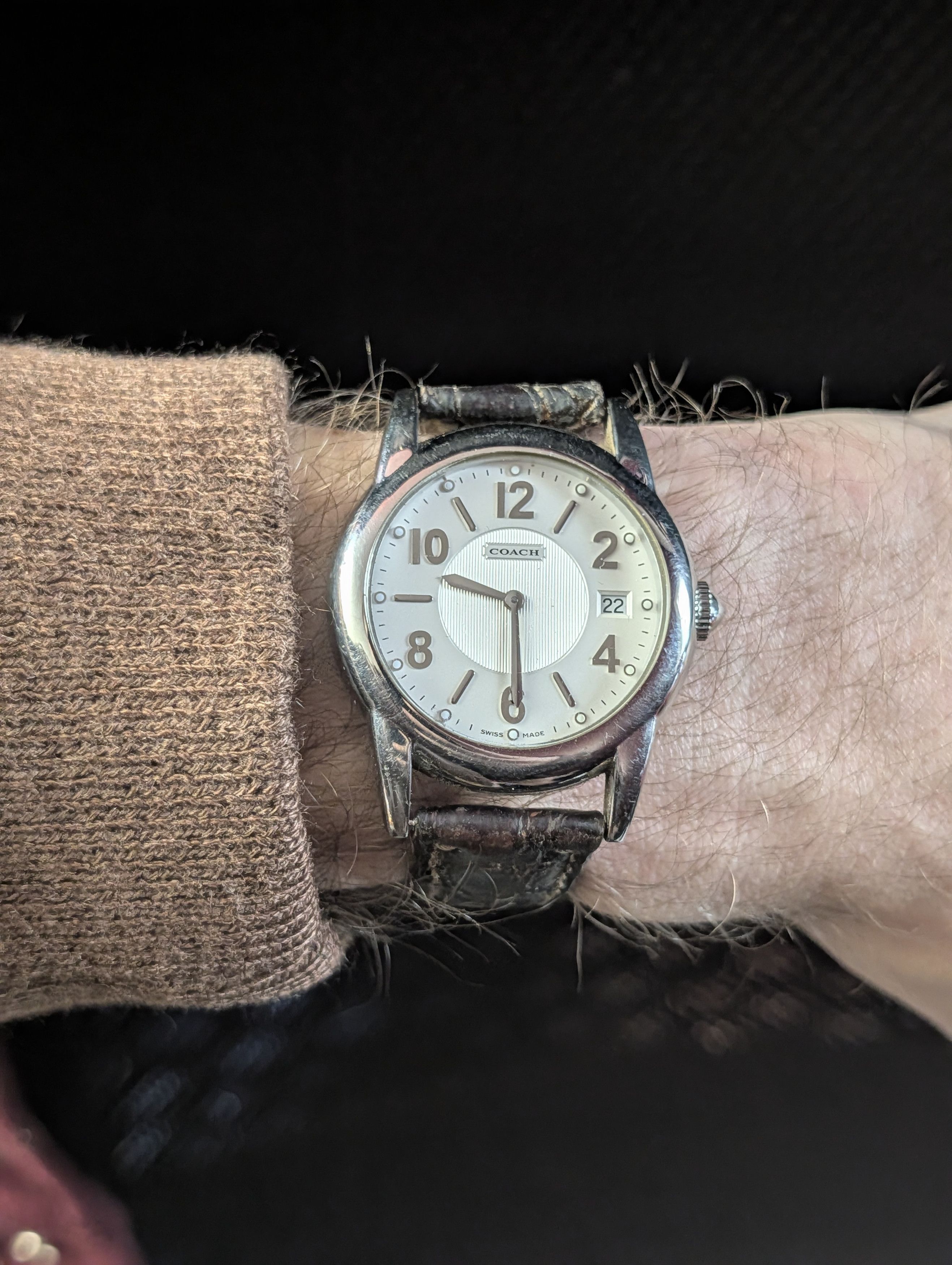Coach VTG Swiss-Made Date Brown Alligator Quartz 3ATM Watch Size ONE SIZE - 12 Thumbnail