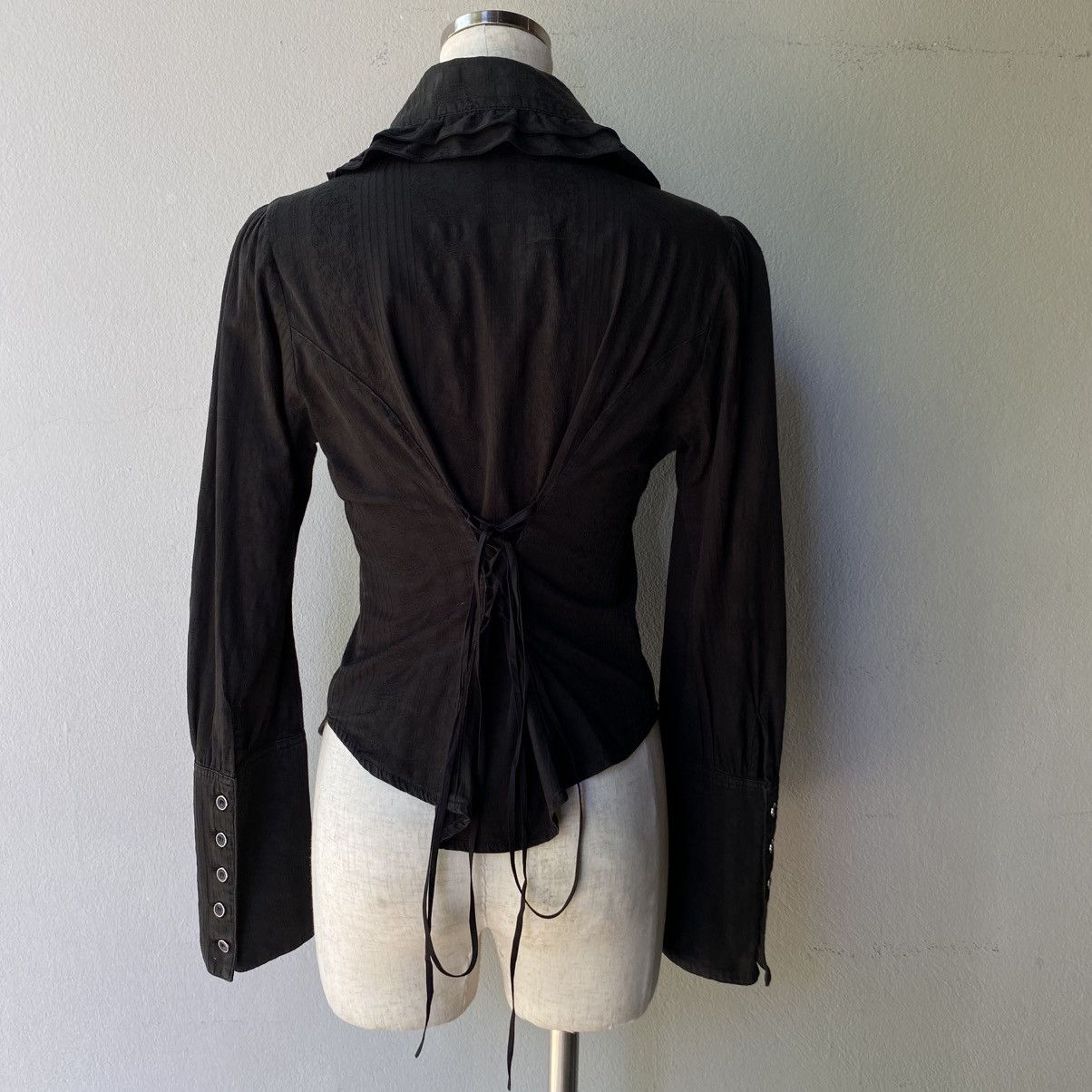 Japanese Brand PEACE NOW Y2K Punk Black Ruffled Long Sleeve Blouse Size M / US 6-8 / IT 42-44 - 18 Thumbnail