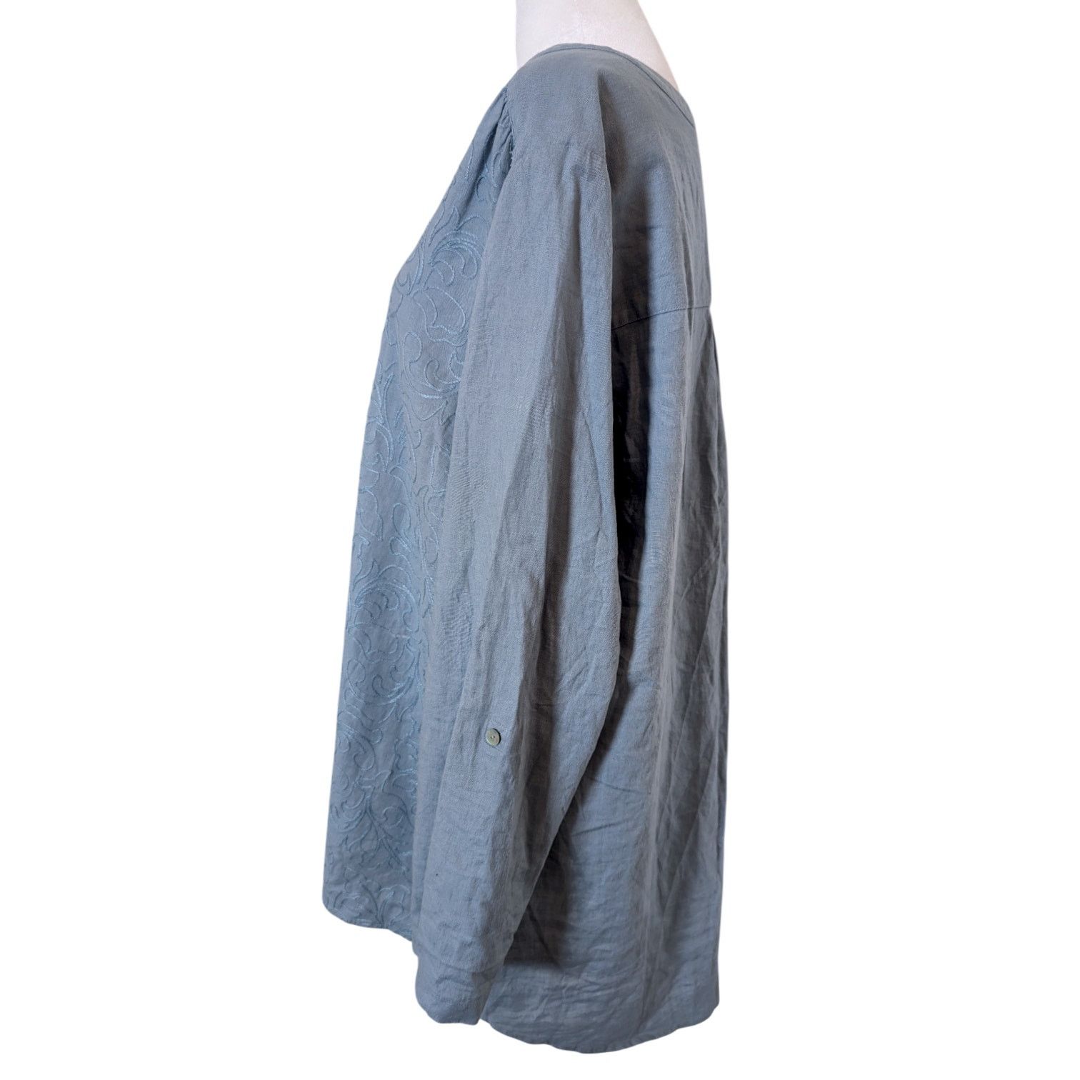 Other Soft Surroundings Lilith Arona Blue Embroidered Linen Tunic Size XL / US 12-14 / IT 48-50 - 4 Thumbnail