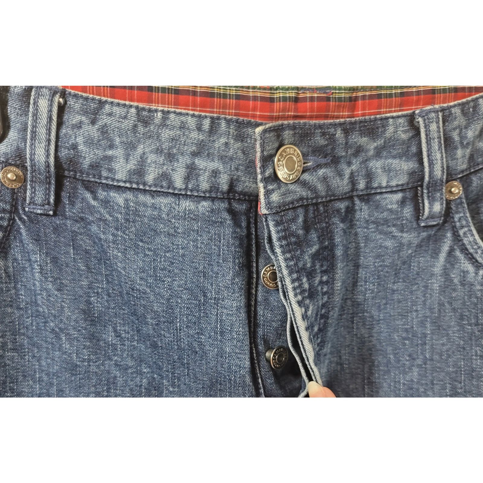 Other Cambridge Dry Goods Blue Button Fly Jeans 10 Straight Leg Size 32" / US 10 / IT 46 - 6 Thumbnail