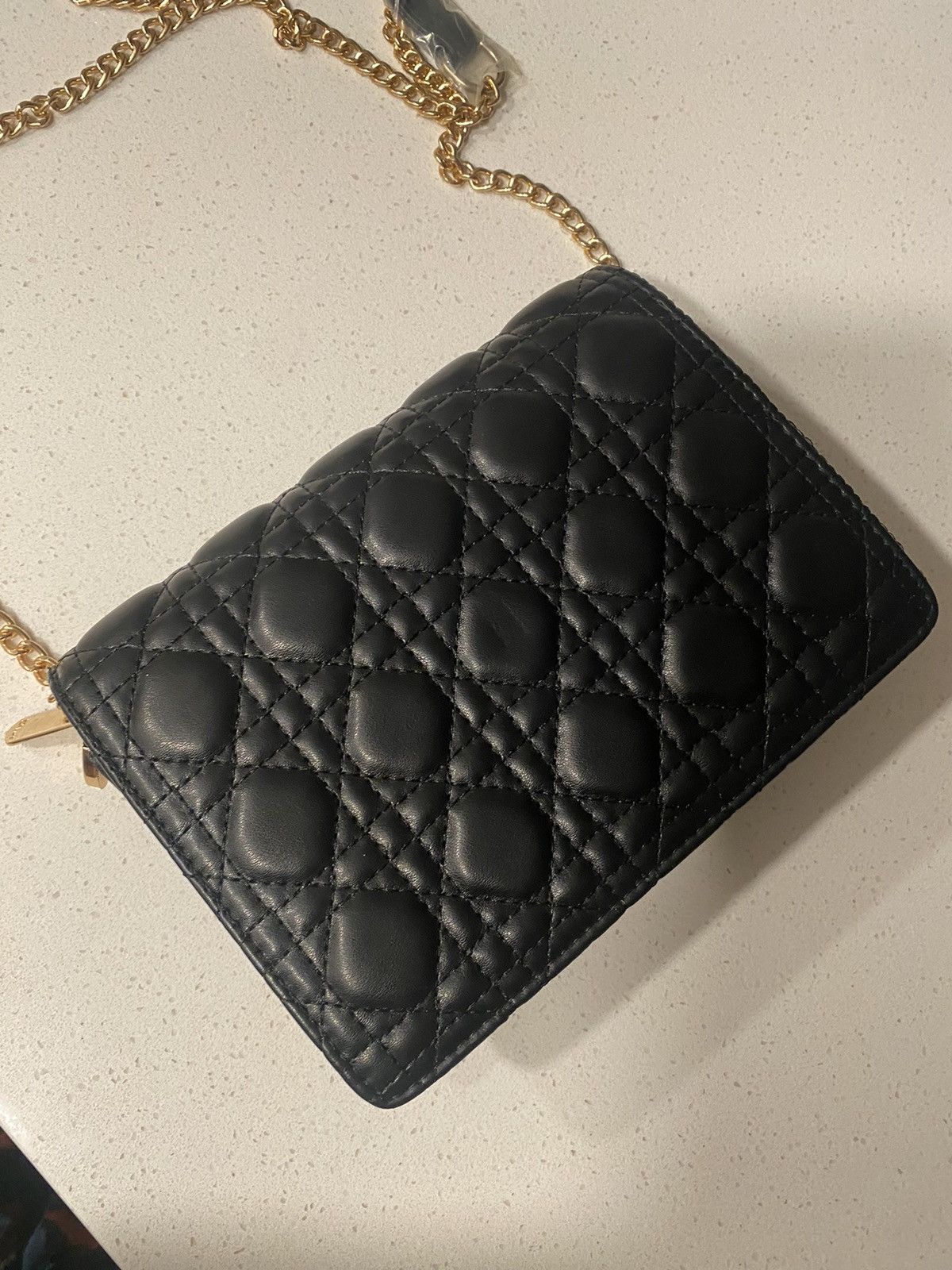 Other Designer Style Crossbody Bag - Black w/ Gold Woven Strap Size ONE SIZE - 6 Thumbnail