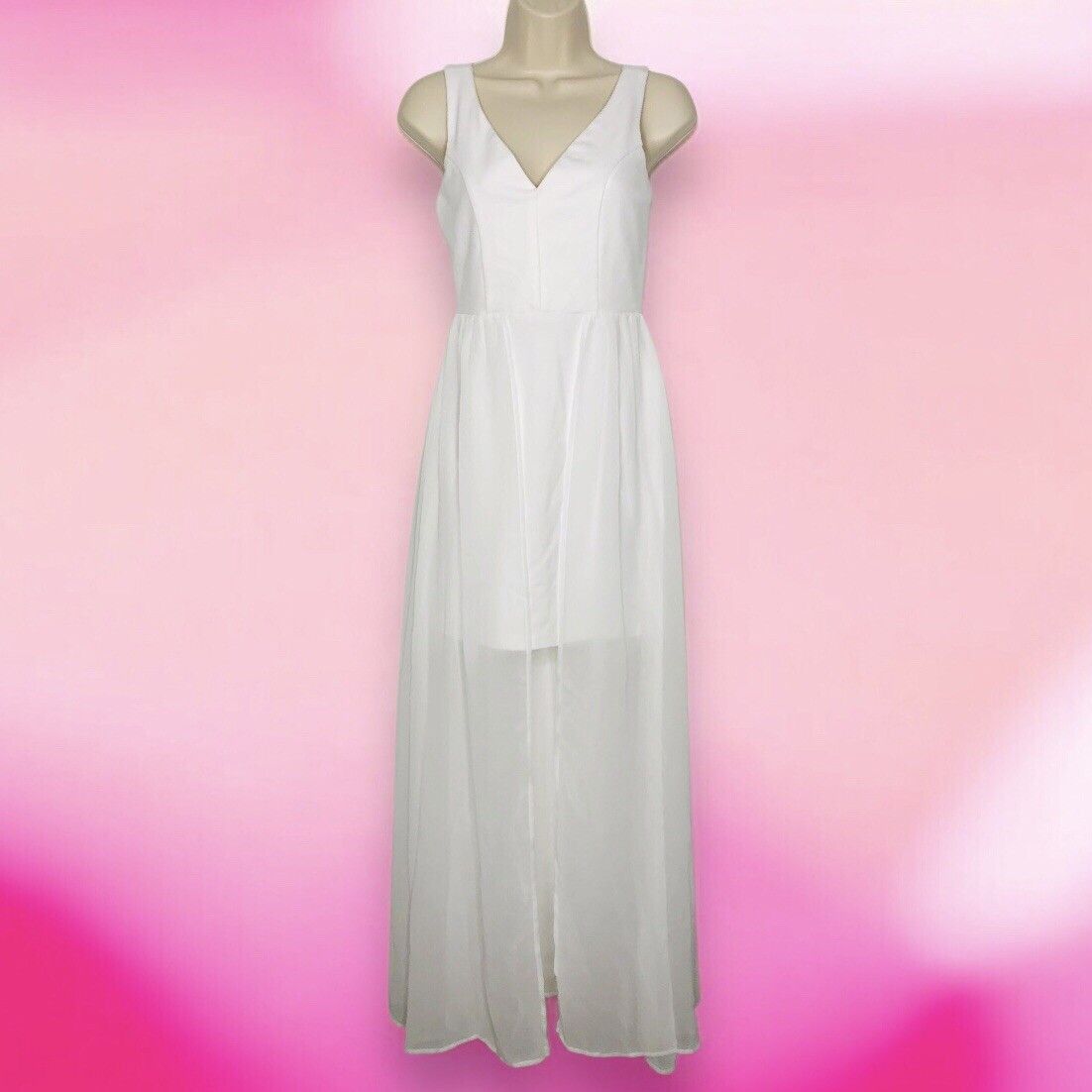 Other Charlotte Russe White Mini Dress S Sheer Chiffon Maxi Wrap Size S / US 4 / IT 40 - 2 Thumbnail