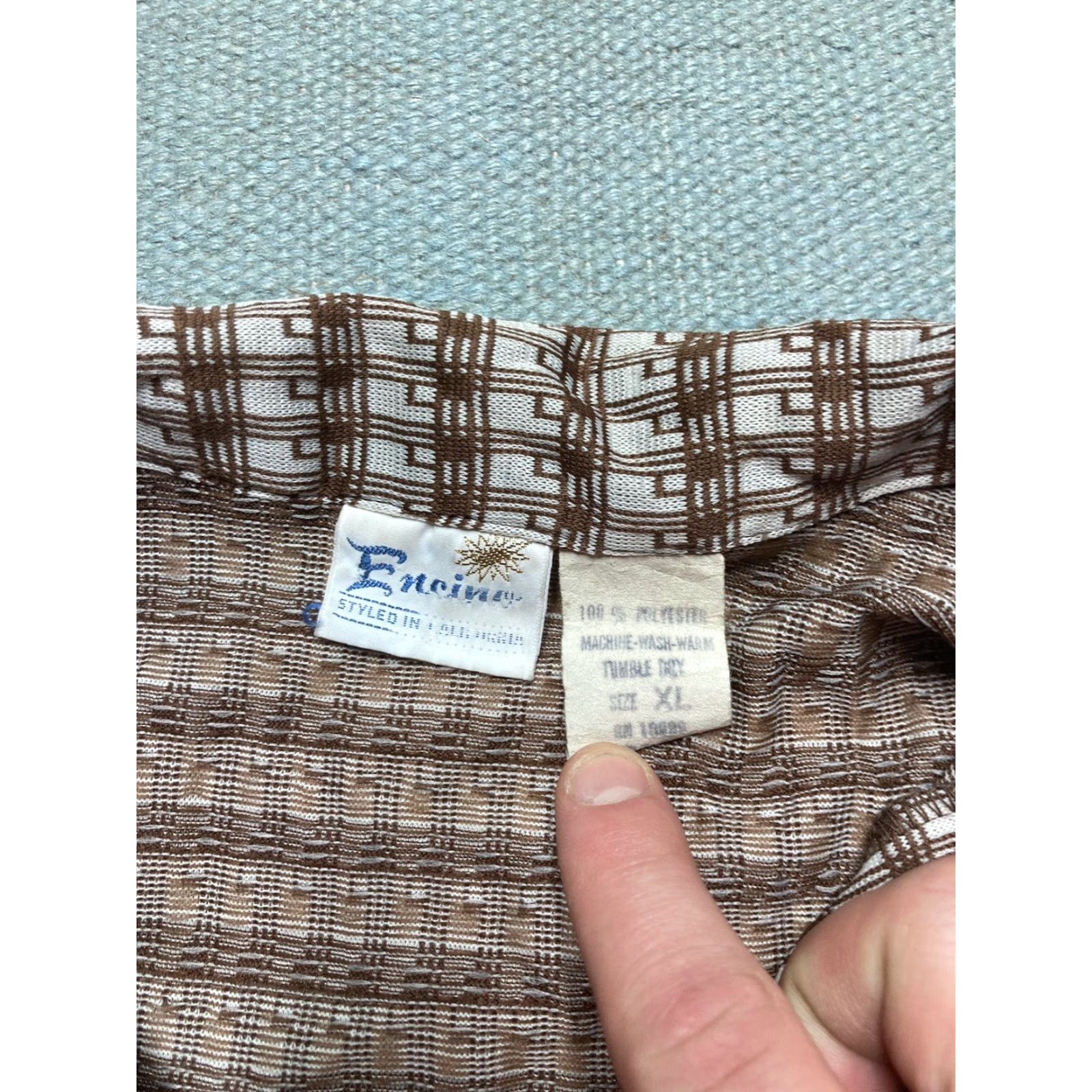 Vintage VINTAGE 70s polyester knit disco shirt Encino California mod hippie dagger XL Shirt Men’s XL California Look Disco Size US XL / EU 56 / 4 - 5 Thumbnail