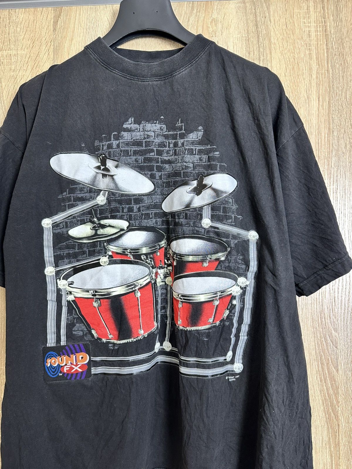 Band Tees 🔥 1997 Vintage Sound FX Printed T Shirt Drum Rock Metal Punk Size US XL / EU 56 / 4 - 3 Thumbnail