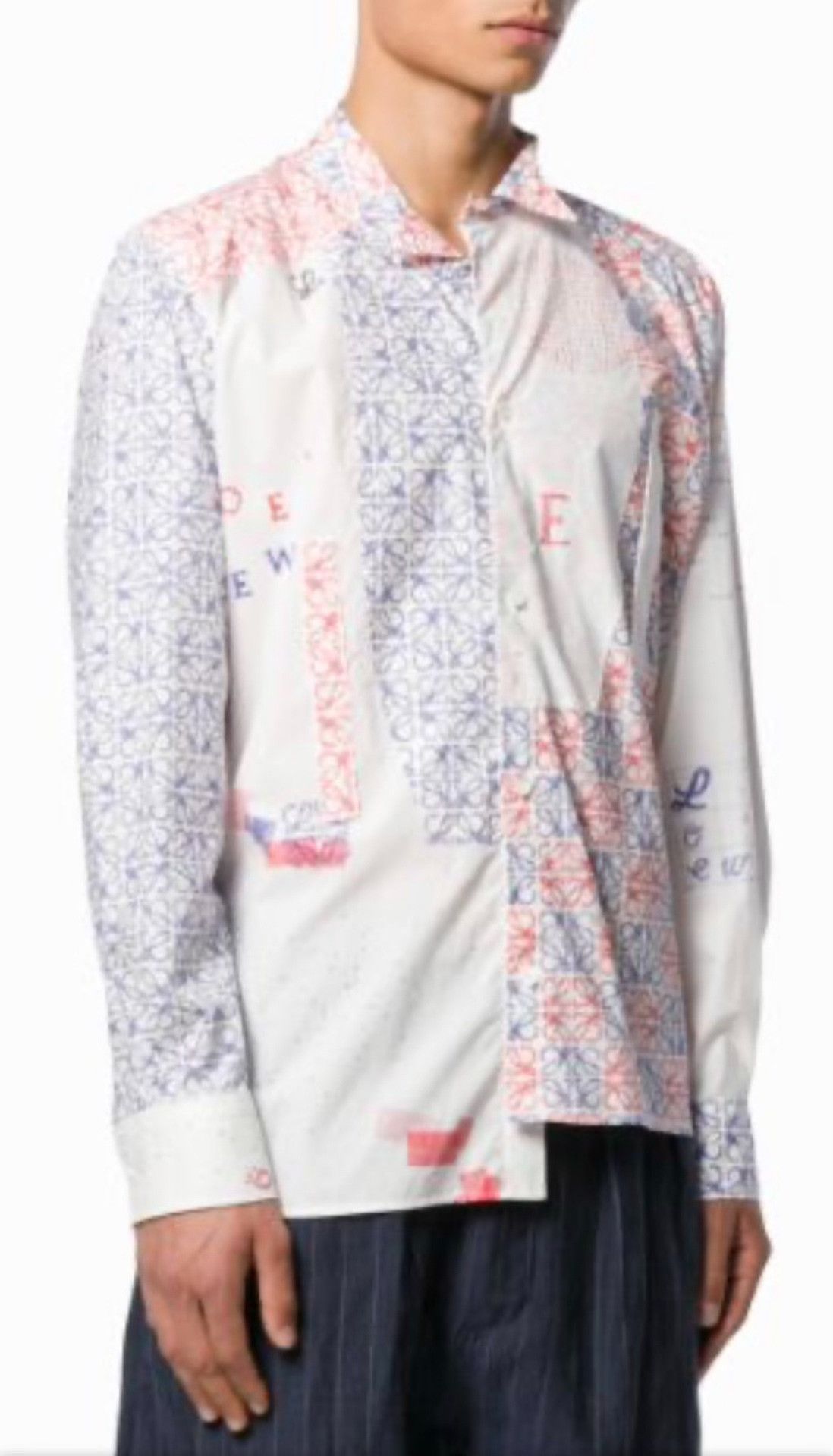 Loewe Loewe Asymmetric Printed Oversized Shirt Size US M / EU 48-50 / 2 - 1 Thumbnail