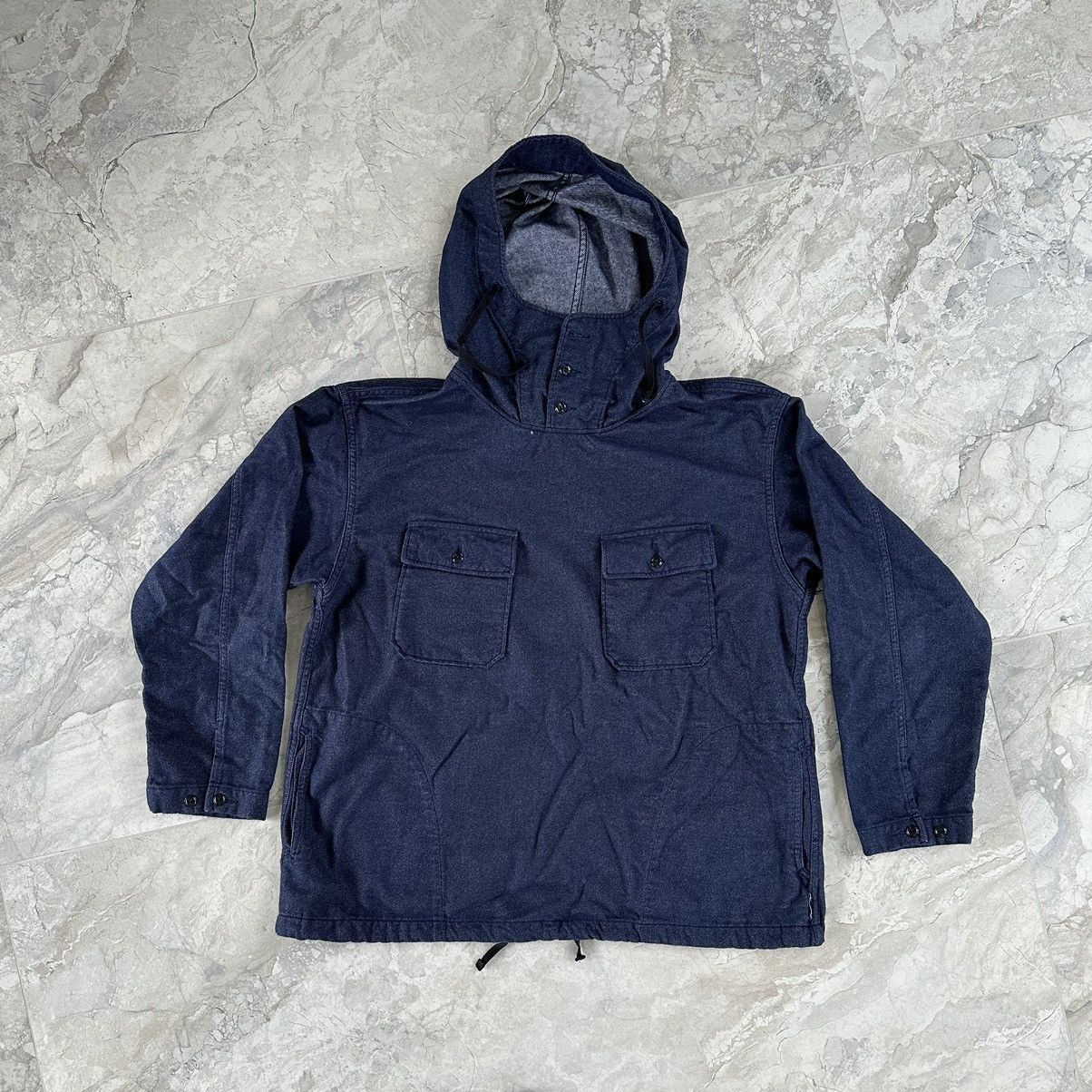 image of Engineered Garments Cagoule Shirt Cotton Denim Flannel in Blue, Men's (Size Medium)