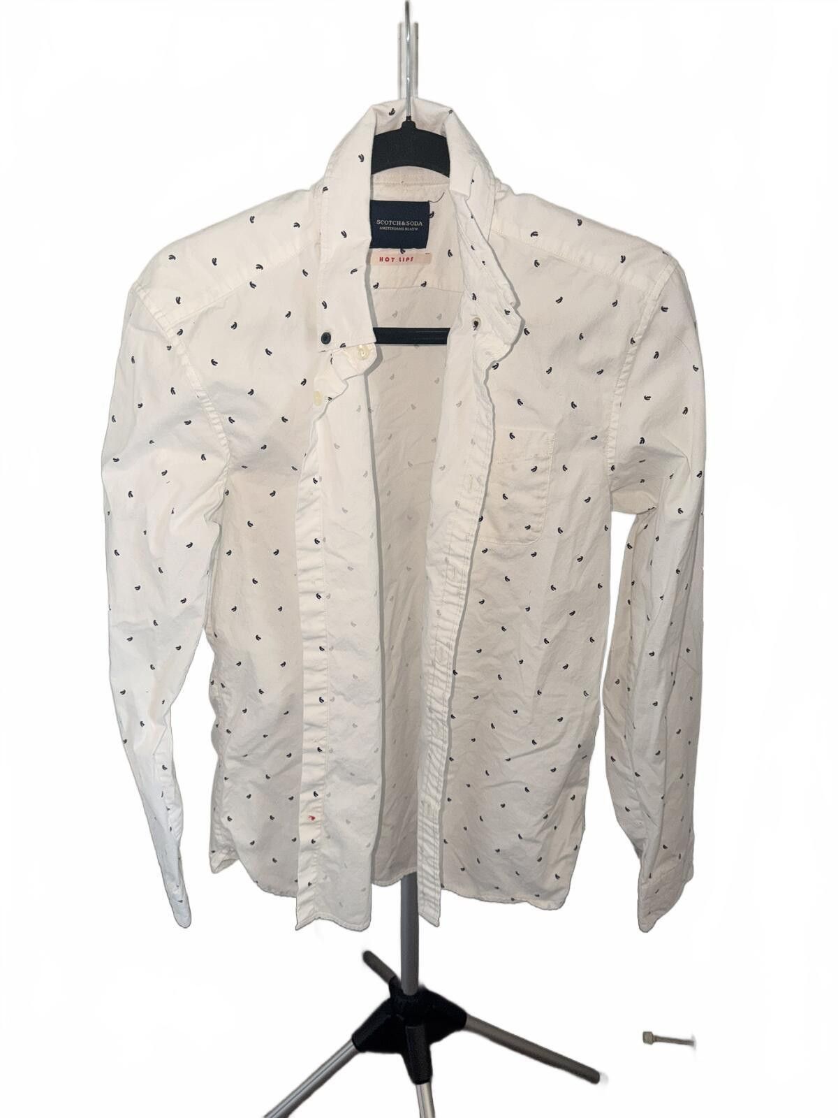 Scotch & Soda Scotch & Soda White Button-Down Shirt with Small Navy Print Size US M / EU 48-50 / 2 - 1 Thumbnail