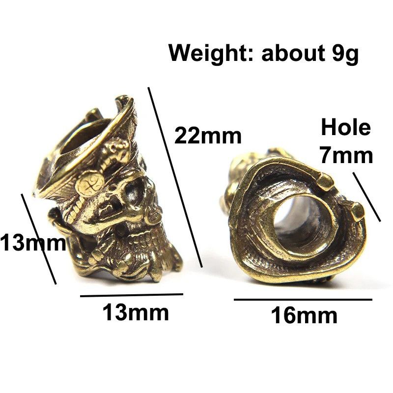 Handmade 3Pcs Pirate Skull Knife Beads Paracord Bead Zipper Umbrella Size ONE SIZE - 7 Thumbnail