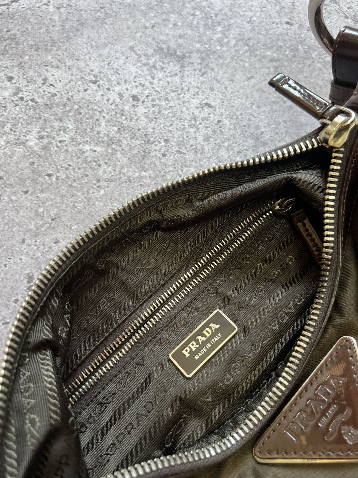 Prada Nylon Mini Shoulder Bag Khaki Green