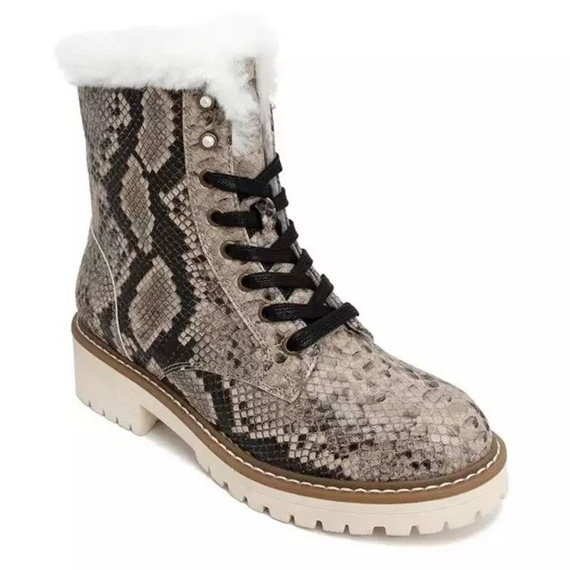 Sugar Sugar Women Snake Print Vegan Casual Comfort Combat Boots 8M Size US 8 / IT 38 - 2 Thumbnail