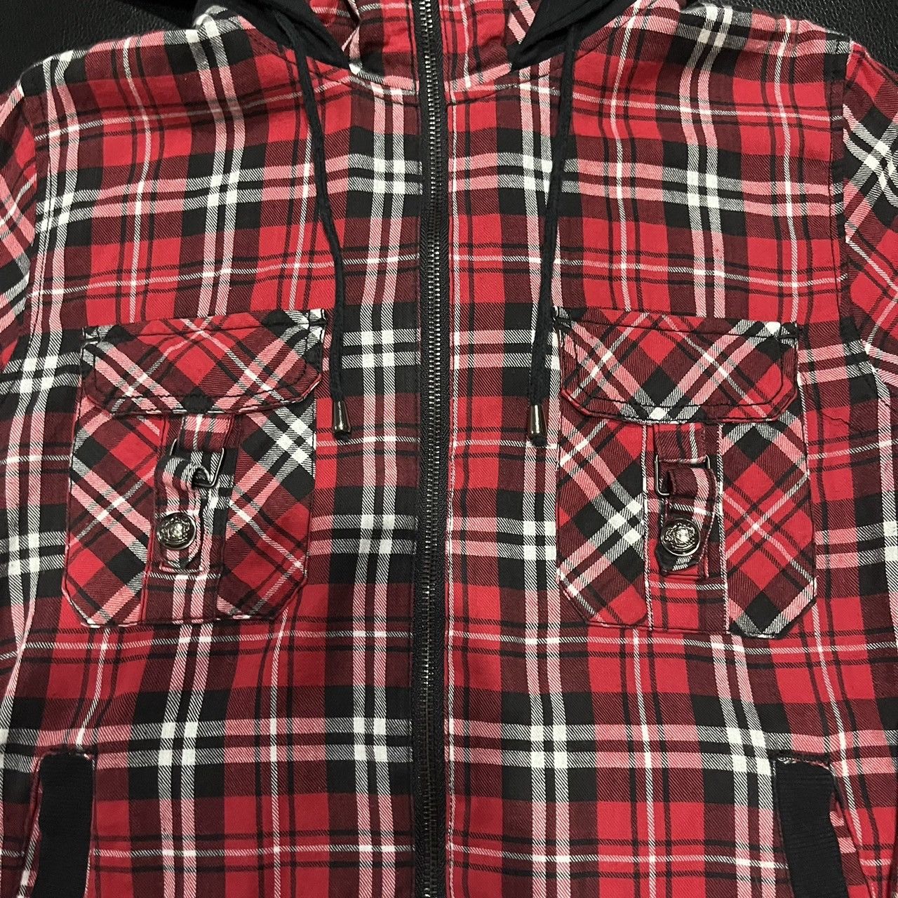 Japanese Brand Clone Devgru Visual Kei Japanese Style Red Plaid Zip Hooded Size M / US 6-8 / IT 42-44 - 5 Thumbnail