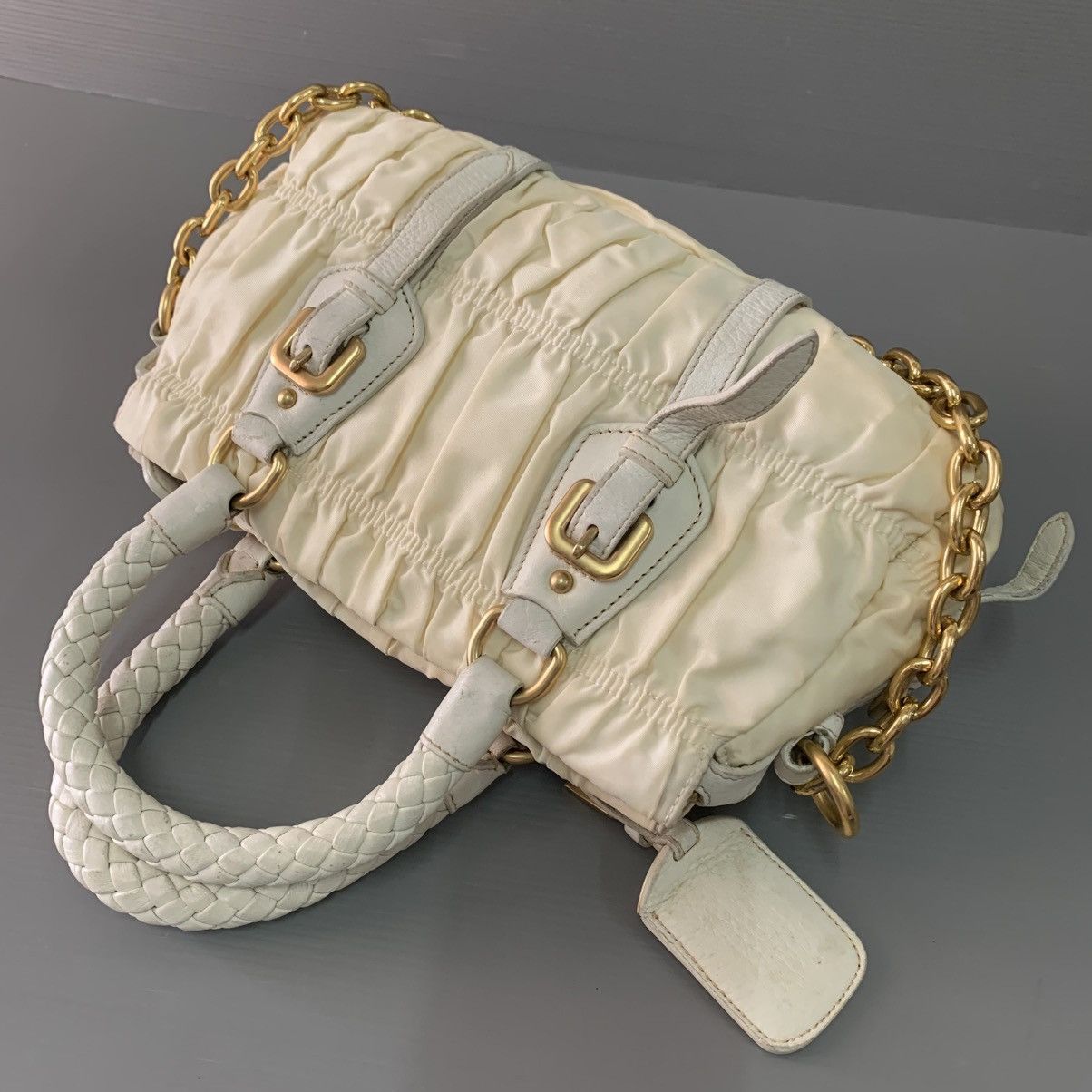 Prada Prada Nylon White Gaufre Small Handbag Size ONE SIZE - 6 Thumbnail