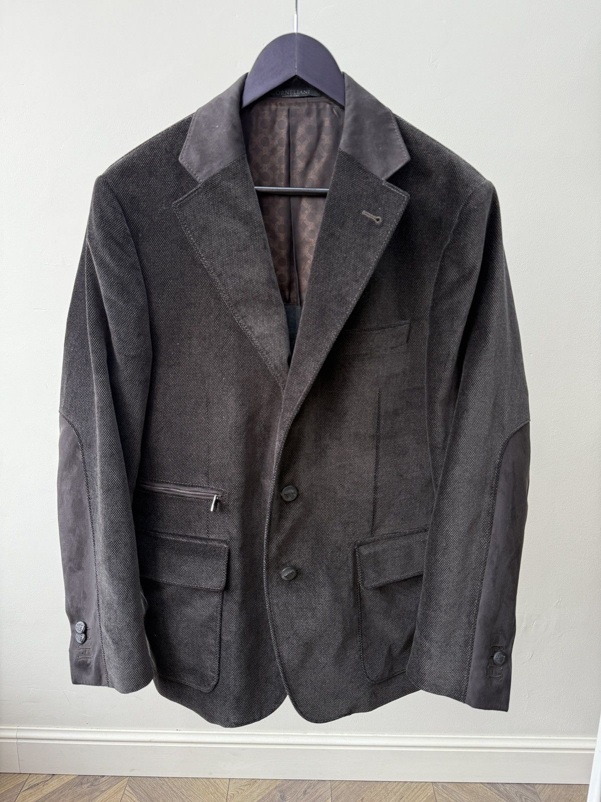 Corneliani Vintage Corneliani ID Blazer Jacket Brown Textured Cotton Size 48R - 3 Thumbnail