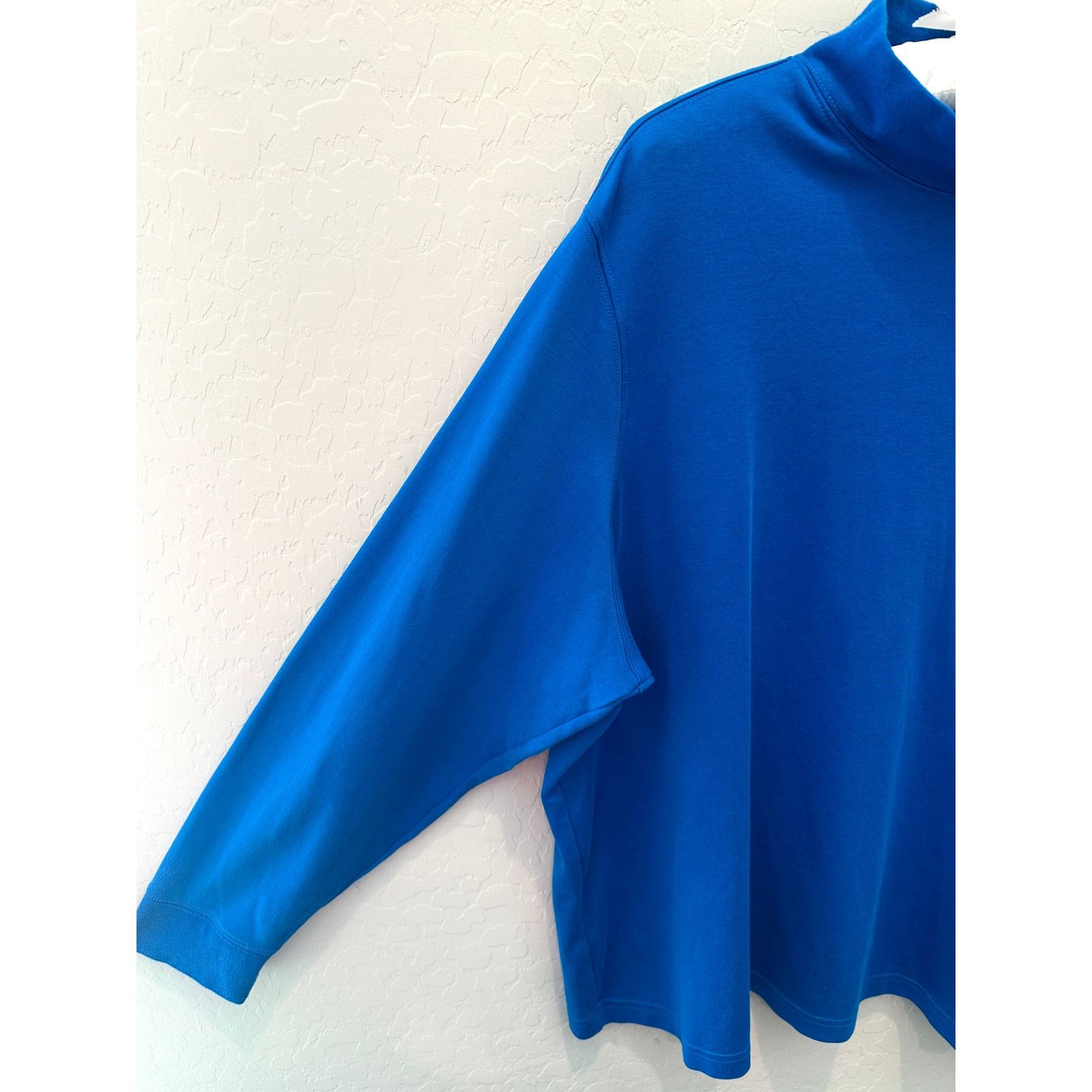 Lands' End LANDS END Electric Blue Relax Fit Mock Neck Long Sleeve Top Size XXL / US 16-18 / IT 52-54 - 3 Thumbnail
