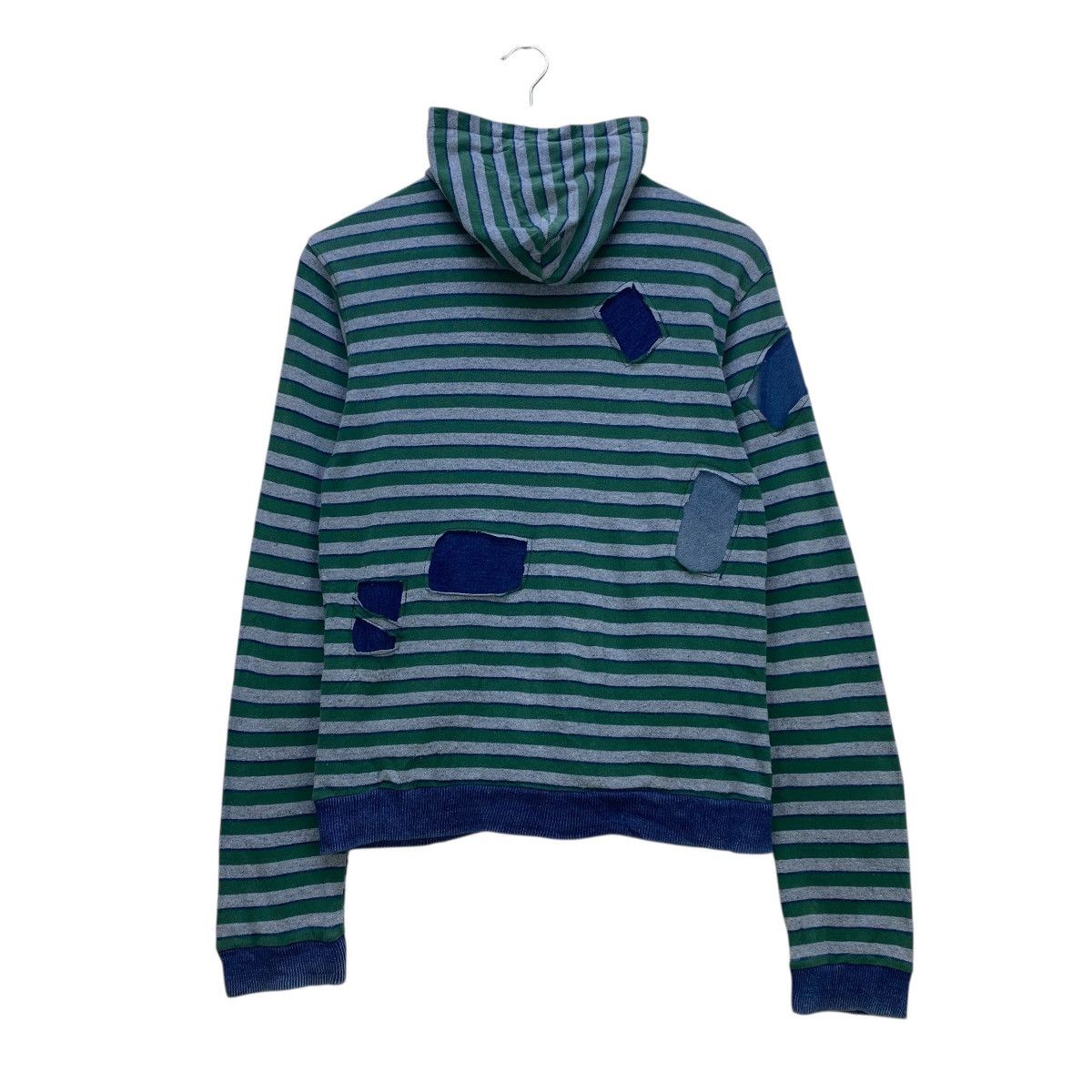 Blue Blue Japan 💥Vintage Blue Blue Japan Stripe Pachtwork Hoodie Size US M / EU 48-50 / 2 - 2 Thumbnail
