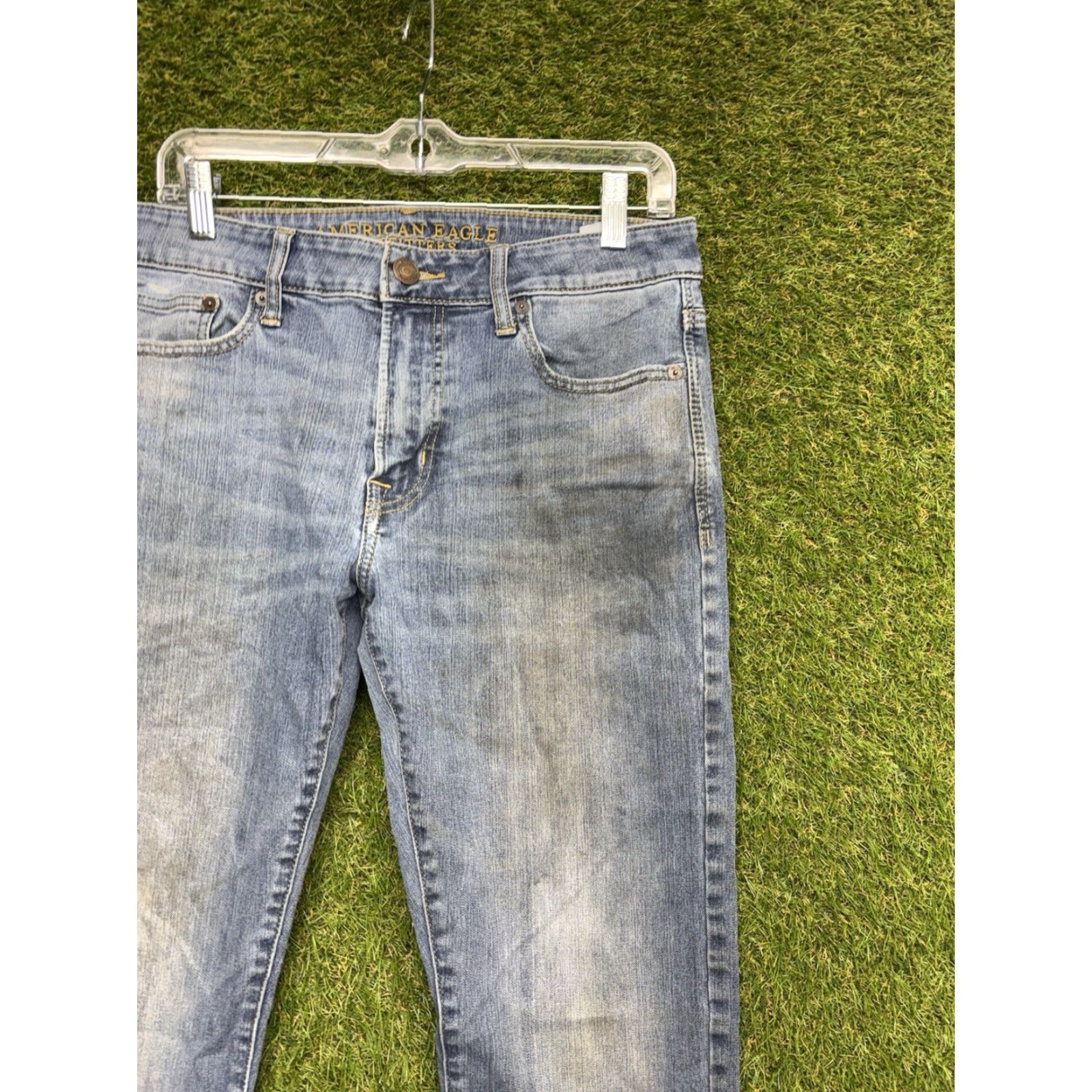 American Eagle Outfitters American Eagle Jeans Mens 32x32 Slim Fit Light Wash Denim Preppy Blue Size US 32 / EU 48 - 5 Thumbnail