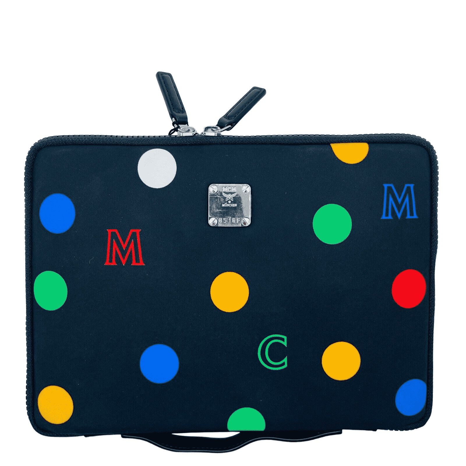 MCM Black Fabric Color Dotted Small iPad Case Size ONE SIZE - 1 Thumbnail