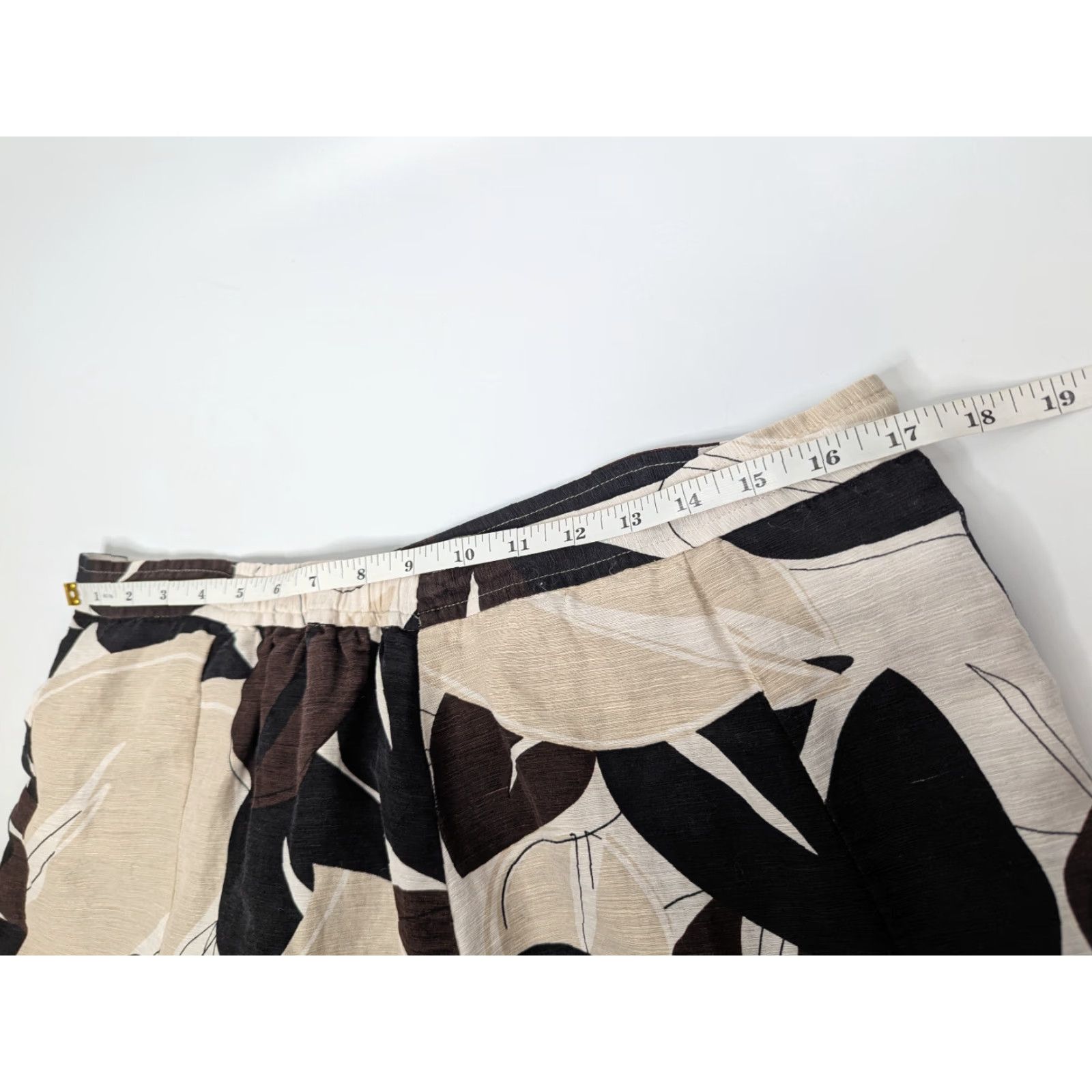 Vintage Chicos Skirt Womens Size 3 A-Line Knee Length Silk Linen Floral Leaf Brown 3 XS? (No) Size 26" / US 2 / IT 38 - 5 Thumbnail