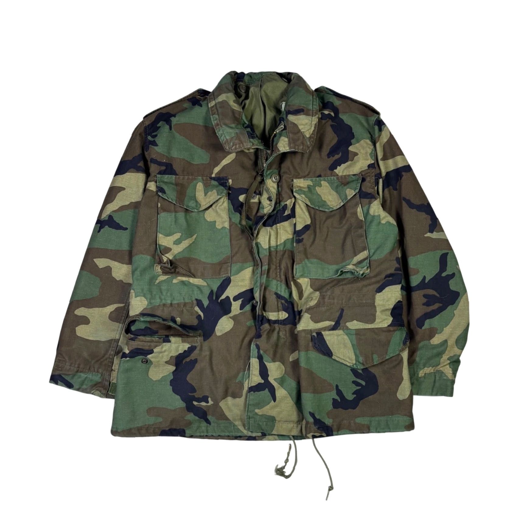Vintage VINTAGE Mens M65 Field Jacket Woodland Camo Military Coat Medium Short Camouflage Army Jacket Mens M65 Short Vintage Military Jacket Size US 31 - 2 Thumbnail