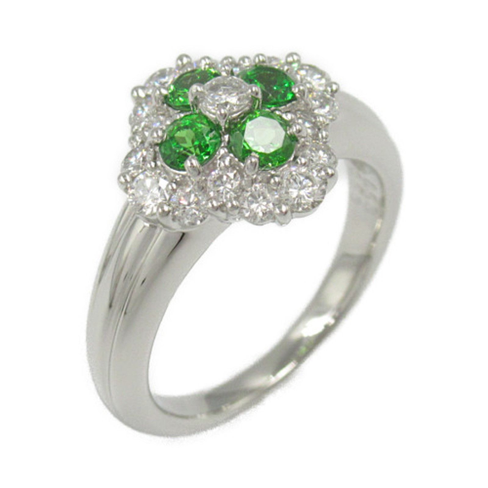 Other Other Platinum Emerald Diamond Ring Metal Ring in Great Condition Size ONE SIZE - 1 Thumbnail