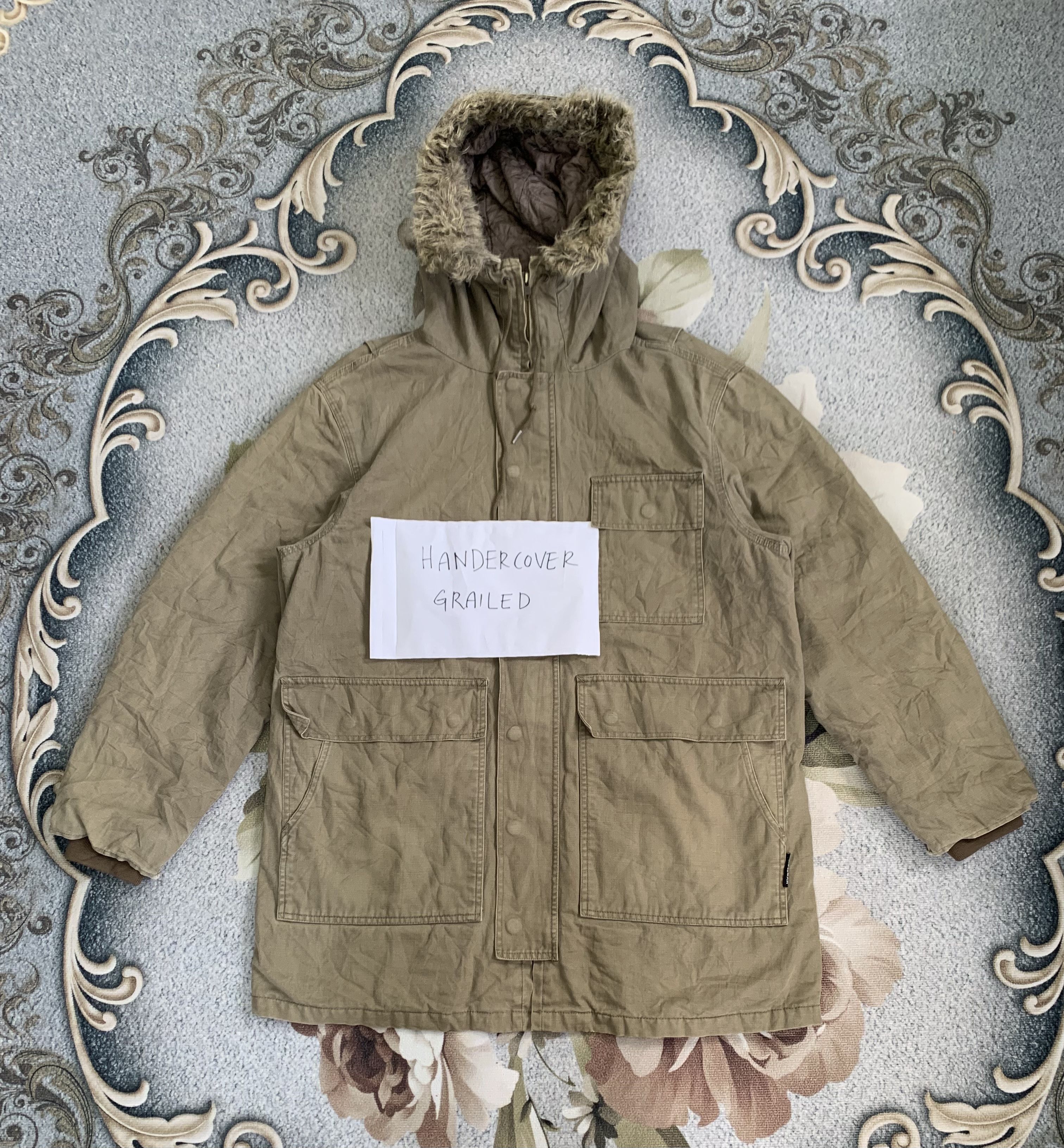 image of Hysteric Glamour Hysteric Heavy Military Parka Hairy Hoodie in Brown, Men's (Size Large)